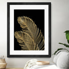 Palm Leaves Finesse Line Art with Gold Foil #1 #minimal by Anita & Bella Jantz on GIANT ART - yellow digital drawing