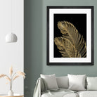 Palm Leaves Finesse Line Art with Gold Foil #1 #minimal by Anita & Bella Jantz on GIANT ART - yellow digital drawing