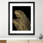 Palm Leaves Finesse Line Art with Gold Foil #1 #minimal by Anita & Bella Jantz on GIANT ART - yellow digital drawing