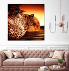 Leopard and Red Moon by Erika Kaisersot on GIANT ART - orange photo illustration