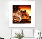 Leopard and Red Moon by Erika Kaisersot on GIANT ART - orange photo illustration