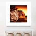 Leopard and Red Moon by Erika Kaisersot on GIANT ART - orange photo illustration