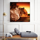 Leopard and Red Moon by Erika Kaisersot on GIANT ART - orange photo illustration