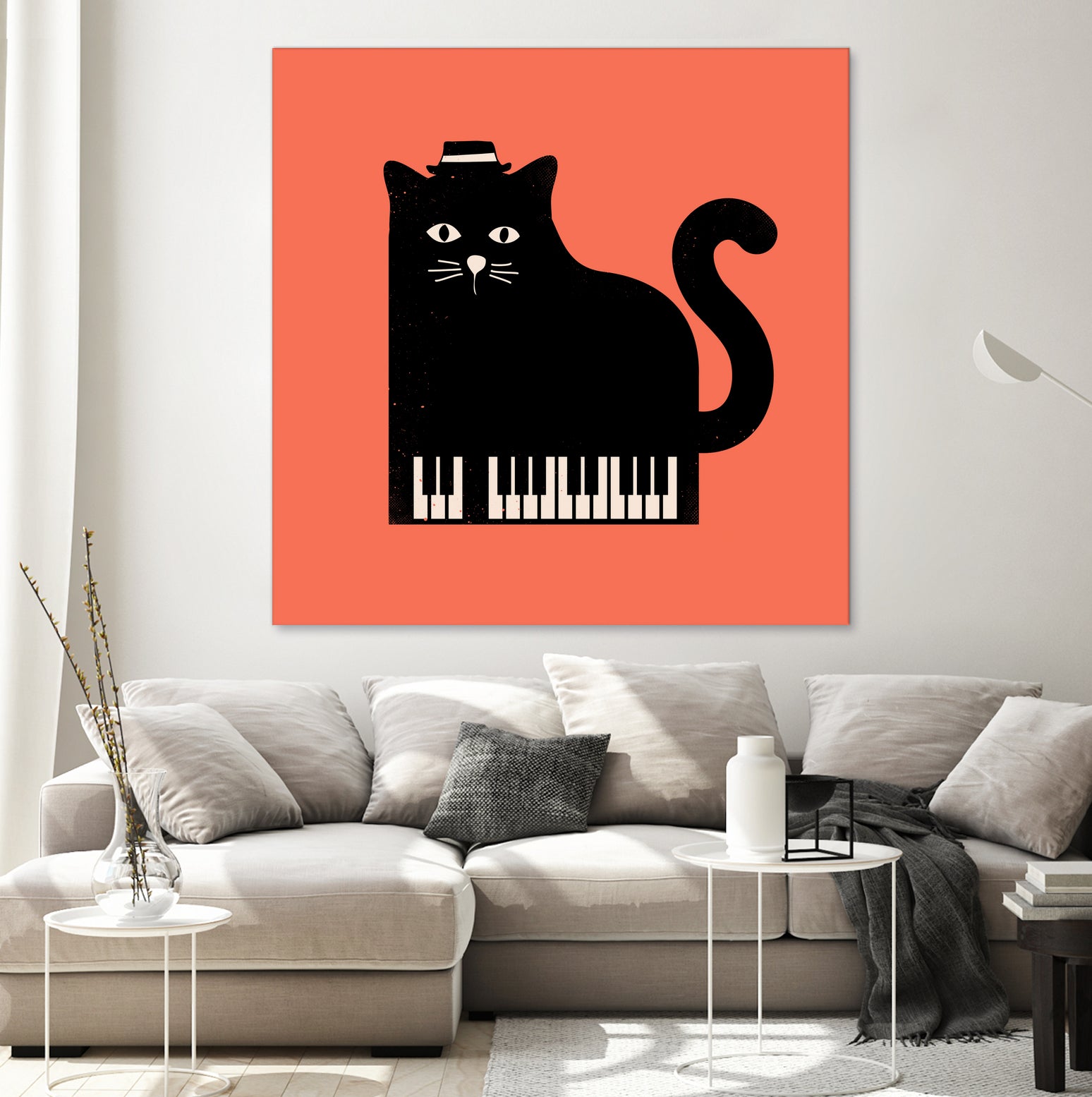 Cool Cat on Piano by Budi Satria Kompoi on GIANT ART - mixed media