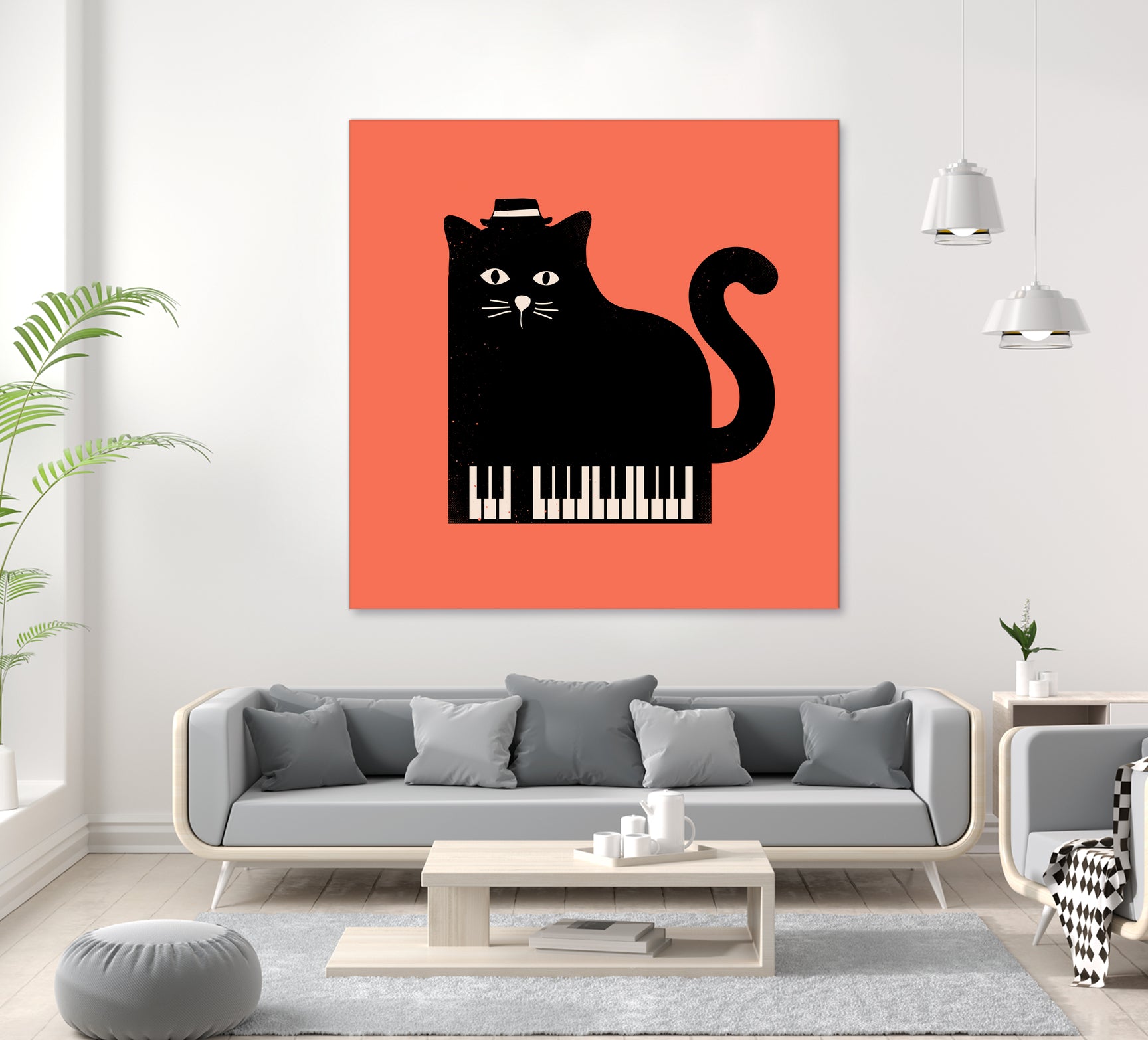 Cool Cat on Piano by Budi Satria Kompoi on GIANT ART - mixed media