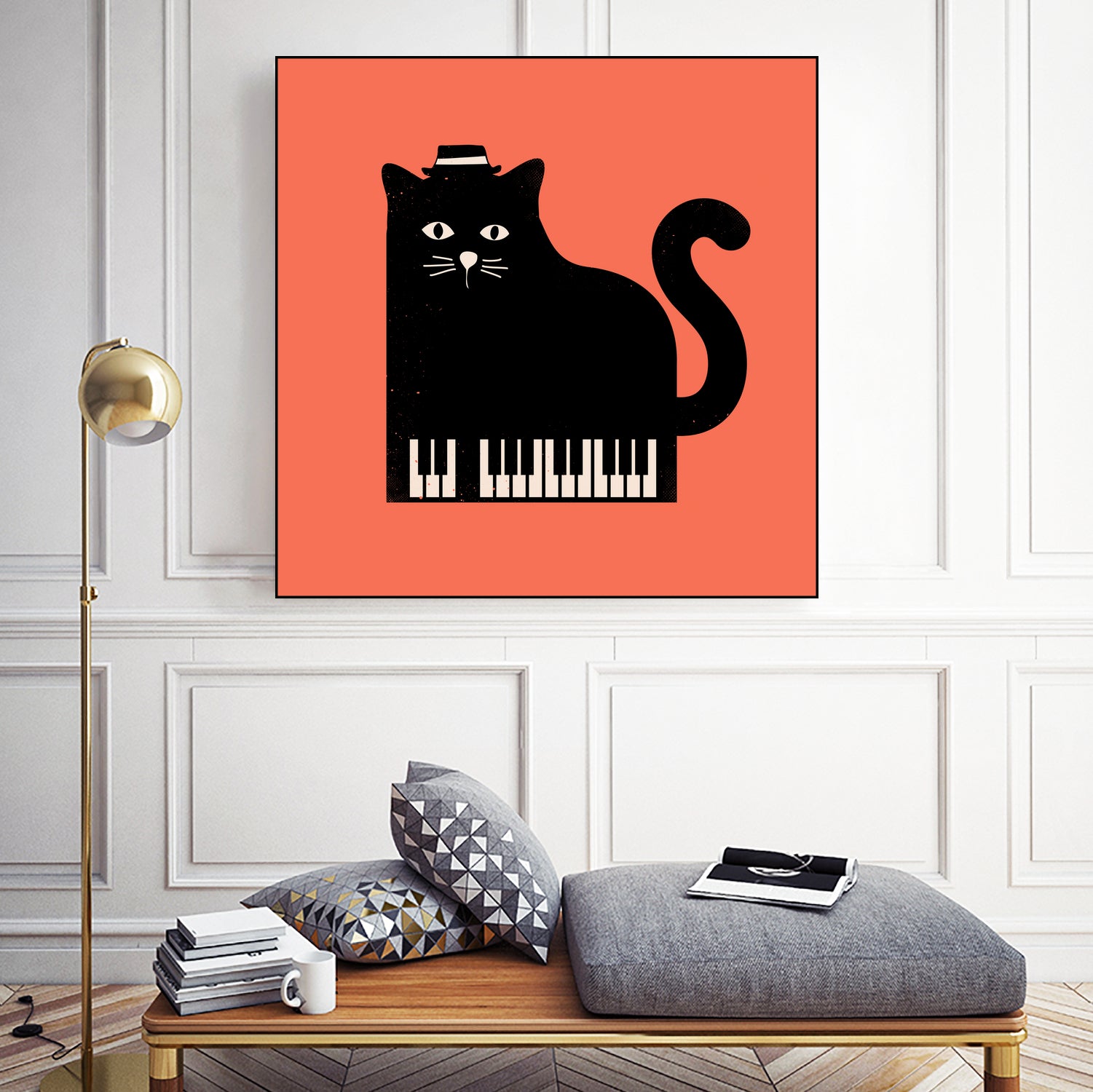 Cool Cat on Piano by Budi Satria Kompoi on GIANT ART - mixed media