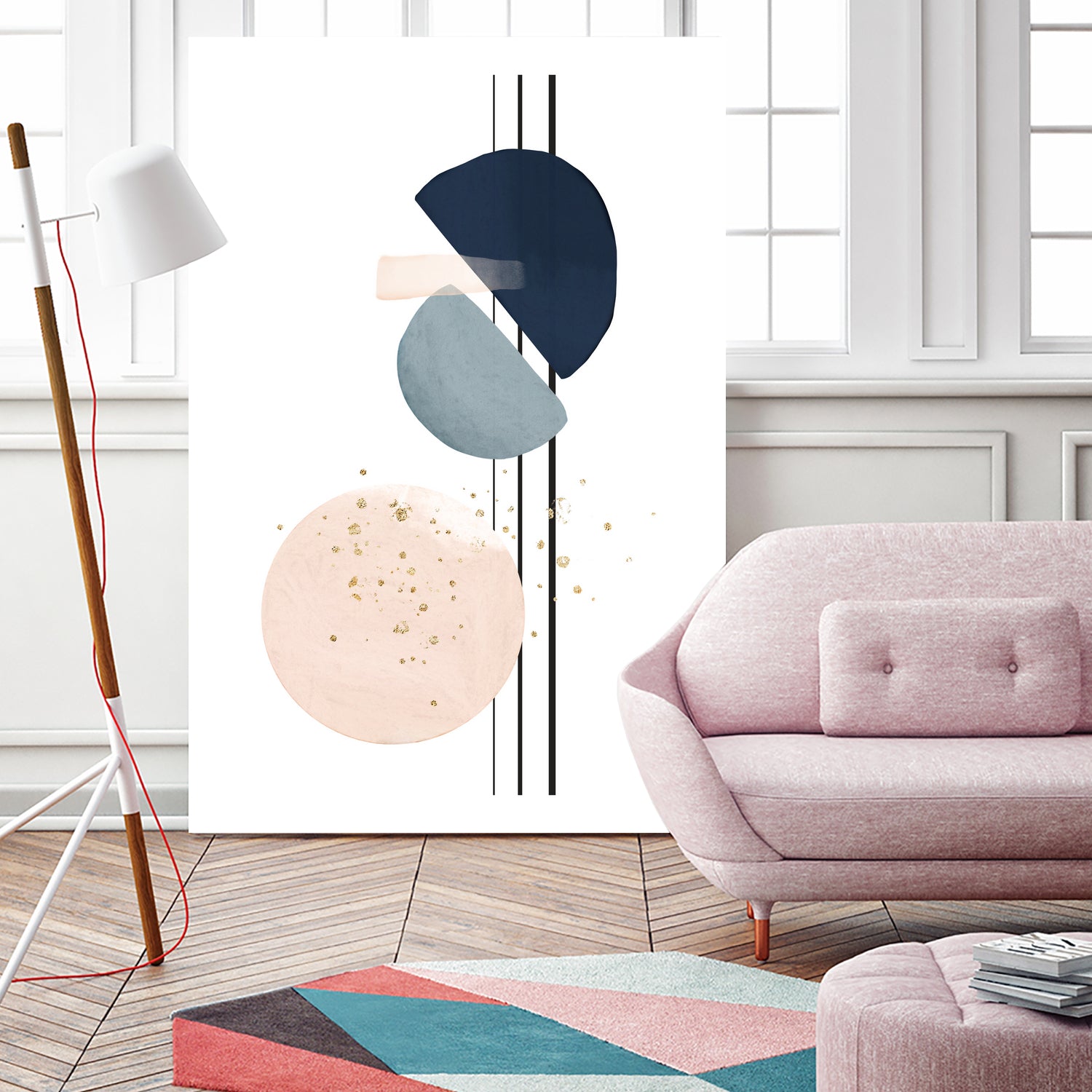 Abstract Study Blush and Navy Blue II by Studio North on GIANT ART - pink digital painting