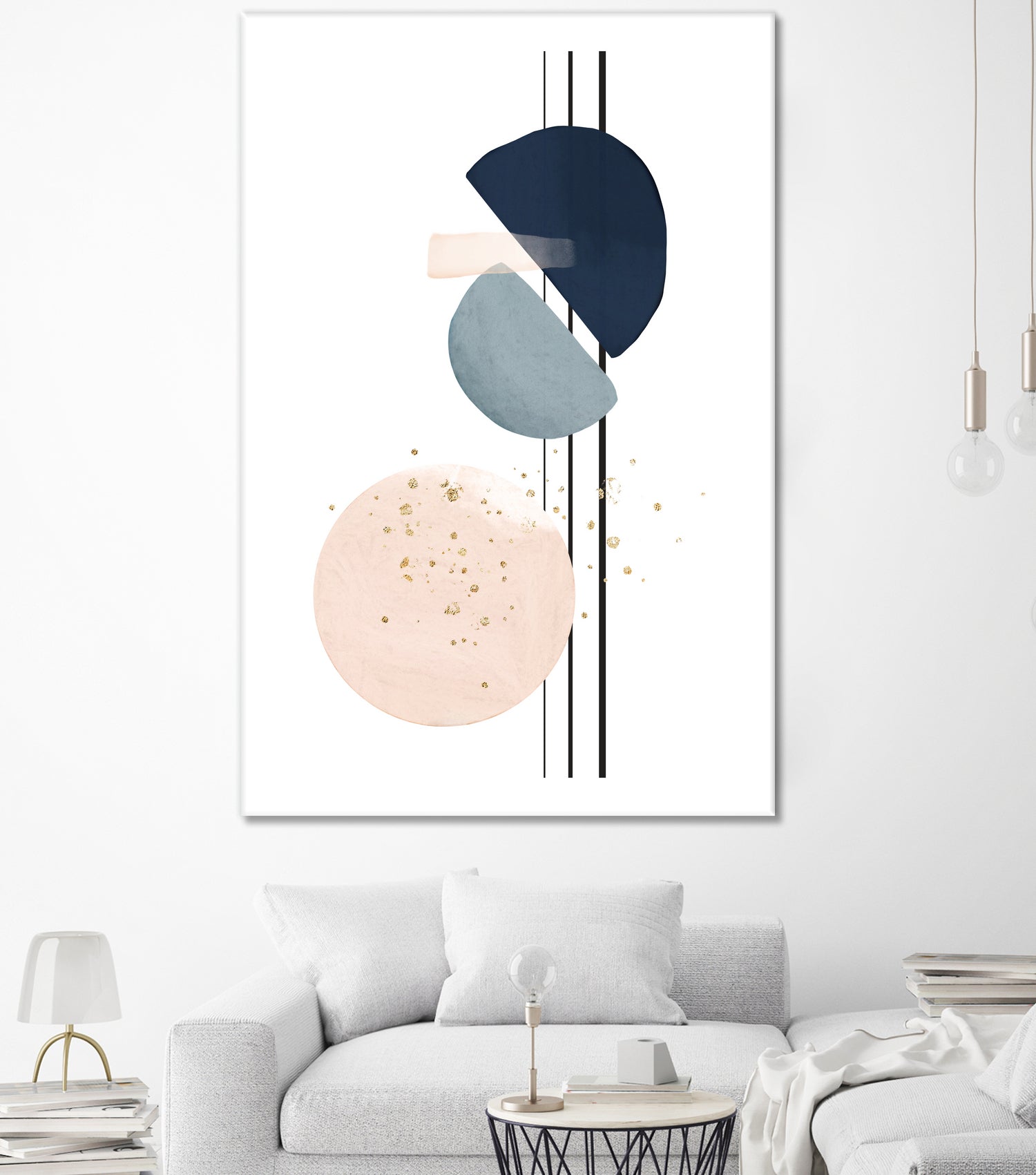 Abstract Study Blush and Navy Blue II by Studio North on GIANT ART - pink digital painting