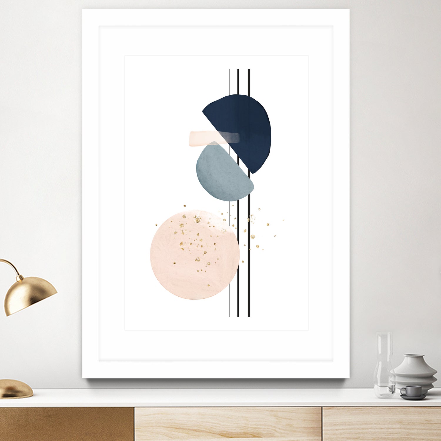 Abstract Study Blush and Navy Blue II by Studio North on GIANT ART - pink digital painting