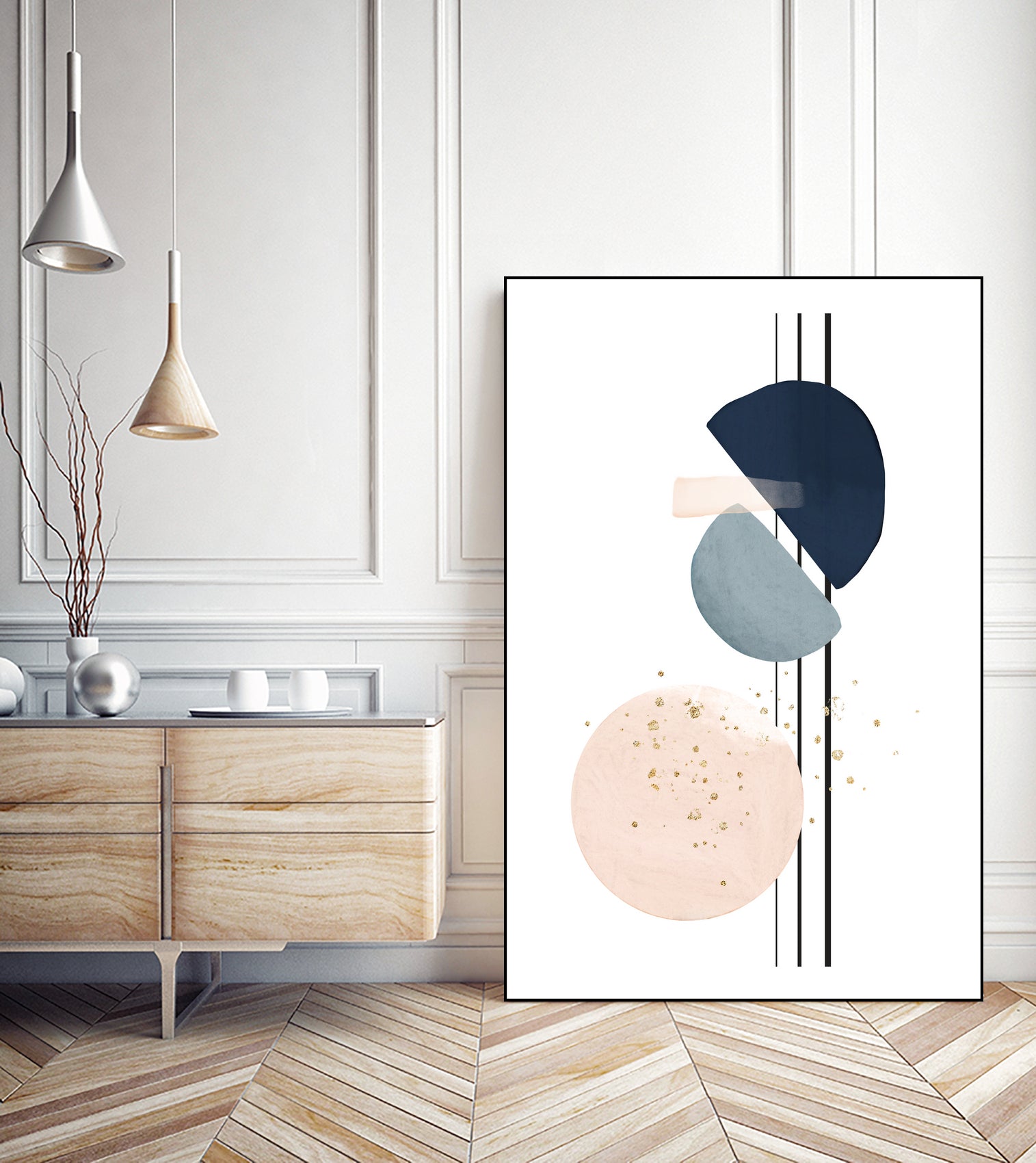 Abstract Study Blush and Navy Blue II by Studio North on GIANT ART - pink digital painting