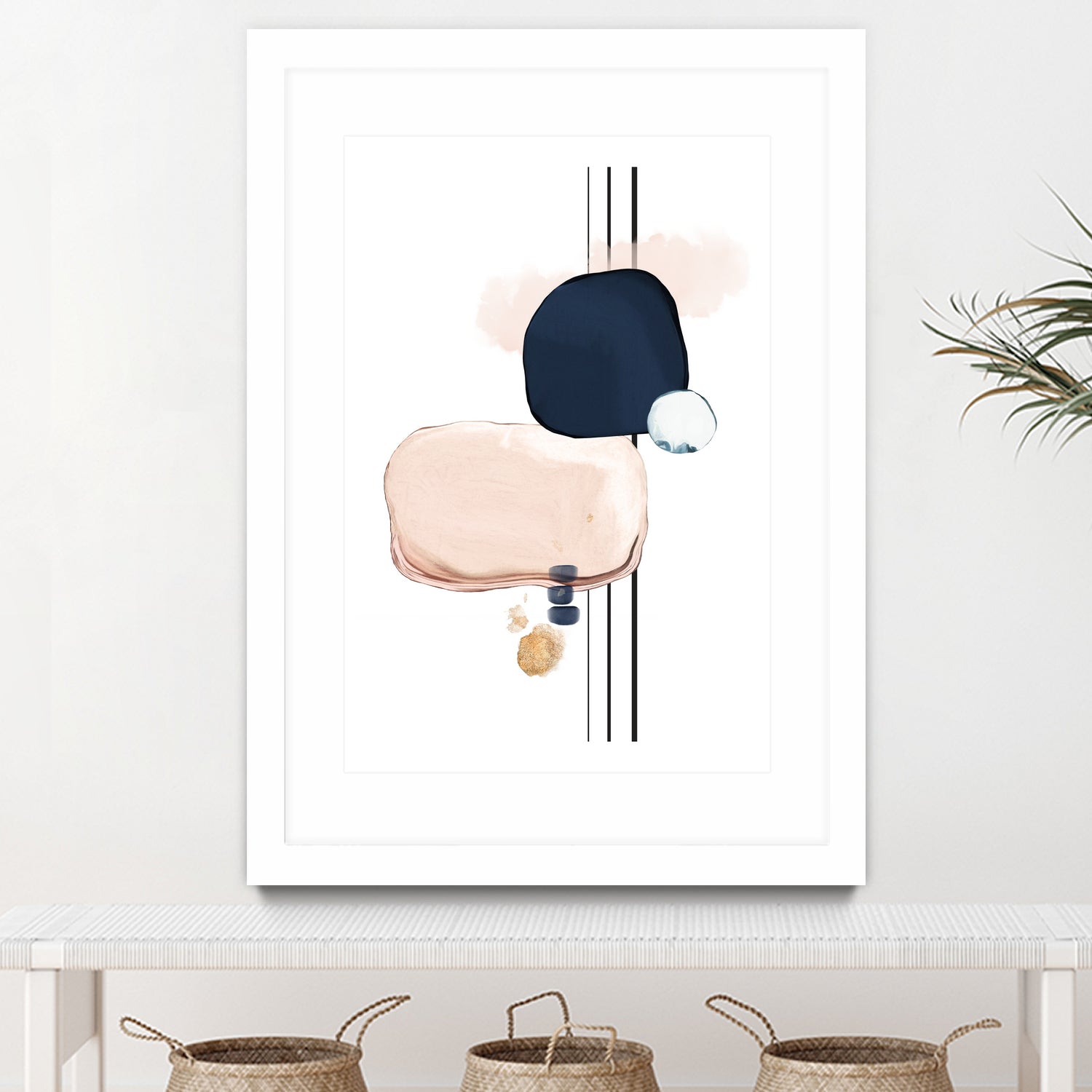 Abstract Study Blush and Navy Blue by Studio North on GIANT ART - pink digital painting