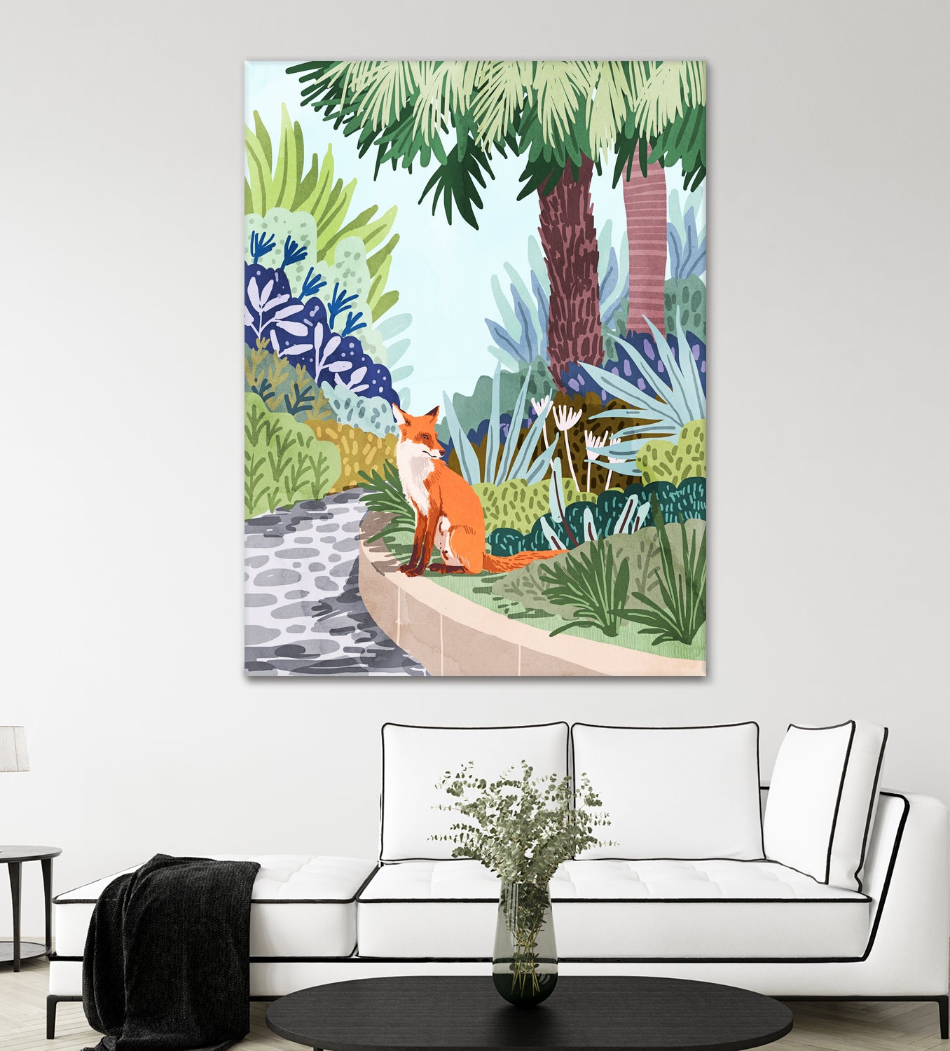 Fox in The Garden | Animals Wildlife Botanical Nature by Uma Gokhale on GIANT ART - orange digital painting