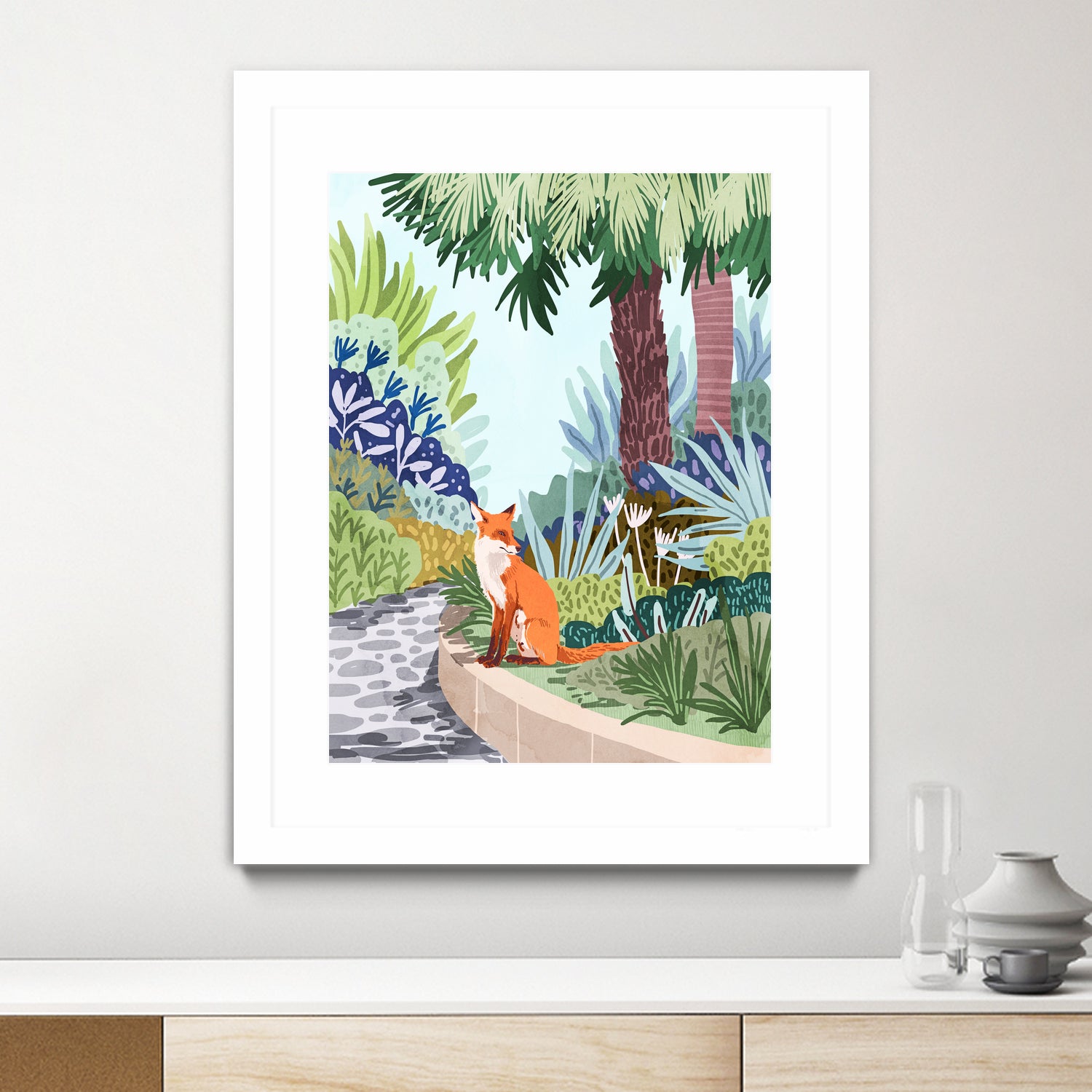 Fox in The Garden | Animals Wildlife Botanical Nature by Uma Gokhale on GIANT ART - orange digital painting