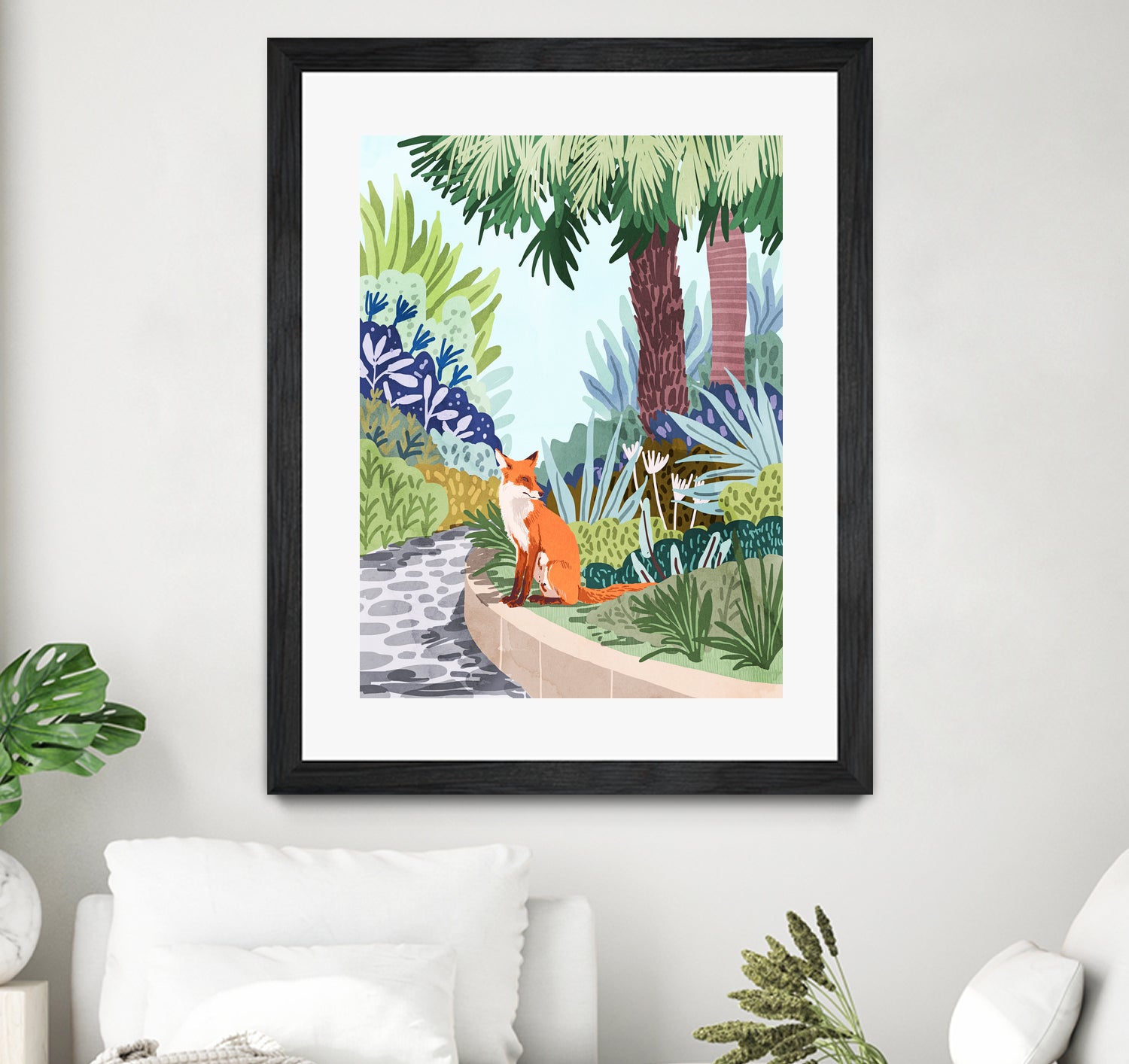 Fox in The Garden | Animals Wildlife Botanical Nature by Uma Gokhale on GIANT ART - orange digital painting