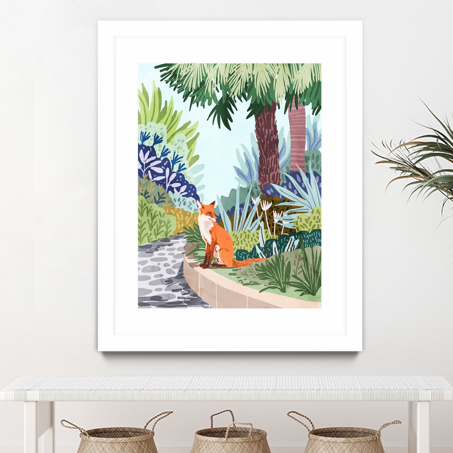 Fox in The Garden | Animals Wildlife Botanical Nature by Uma Gokhale on GIANT ART - orange digital painting