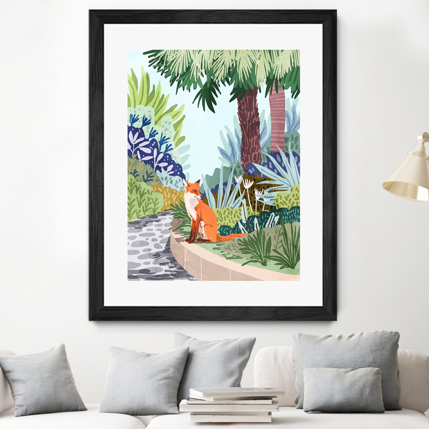 Fox in The Garden | Animals Wildlife Botanical Nature by Uma Gokhale on GIANT ART - orange digital painting