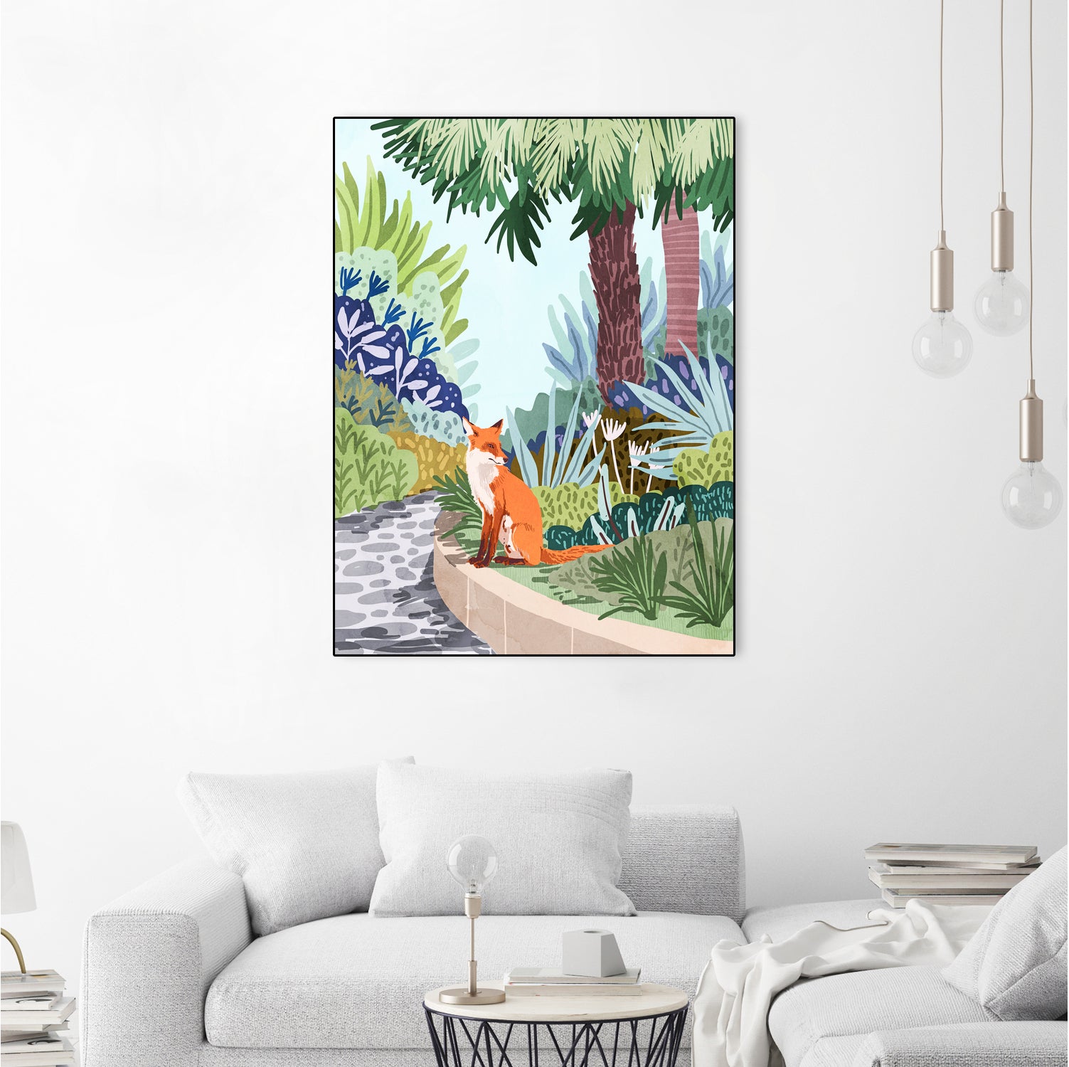 Fox in The Garden | Animals Wildlife Botanical Nature by Uma Gokhale on GIANT ART - orange digital painting