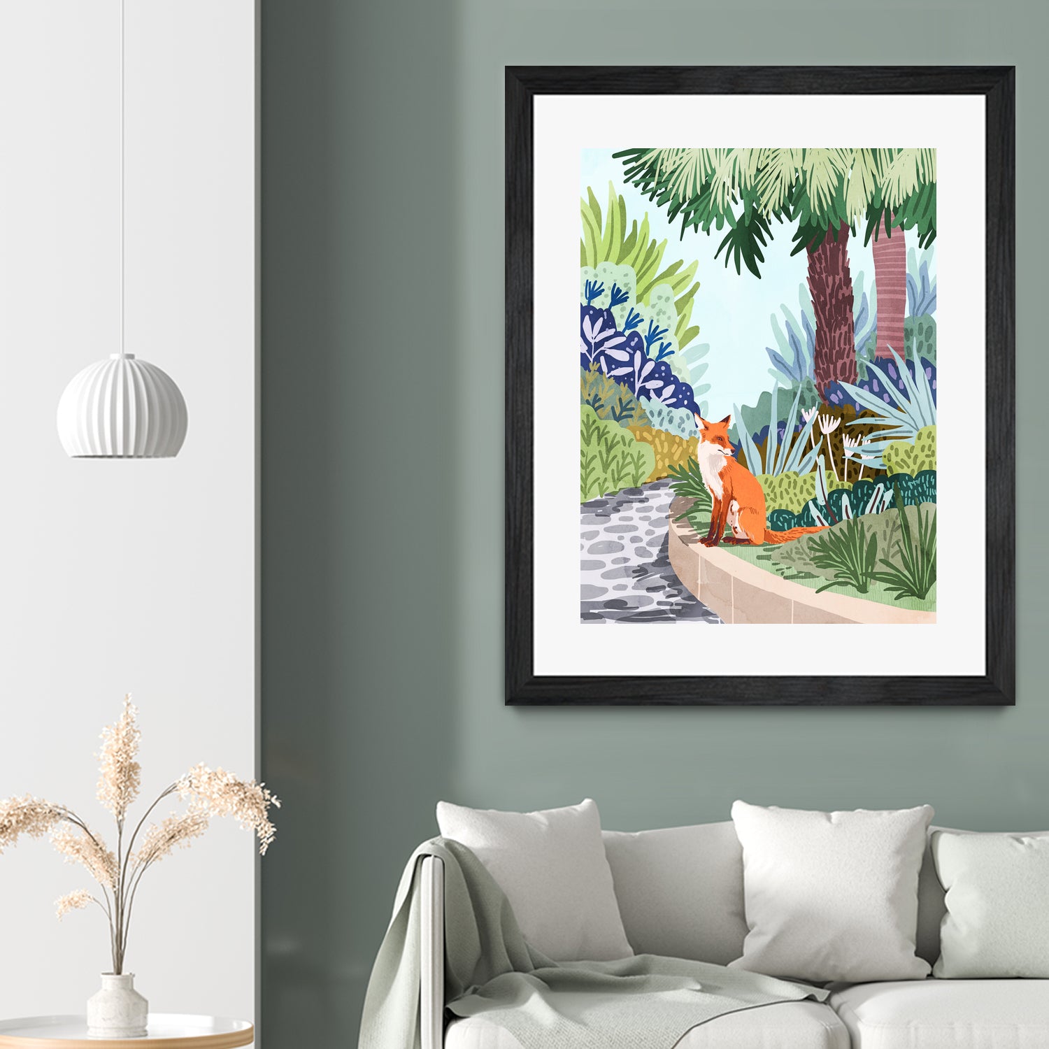 Fox in The Garden | Animals Wildlife Botanical Nature by Uma Gokhale on GIANT ART - orange digital painting