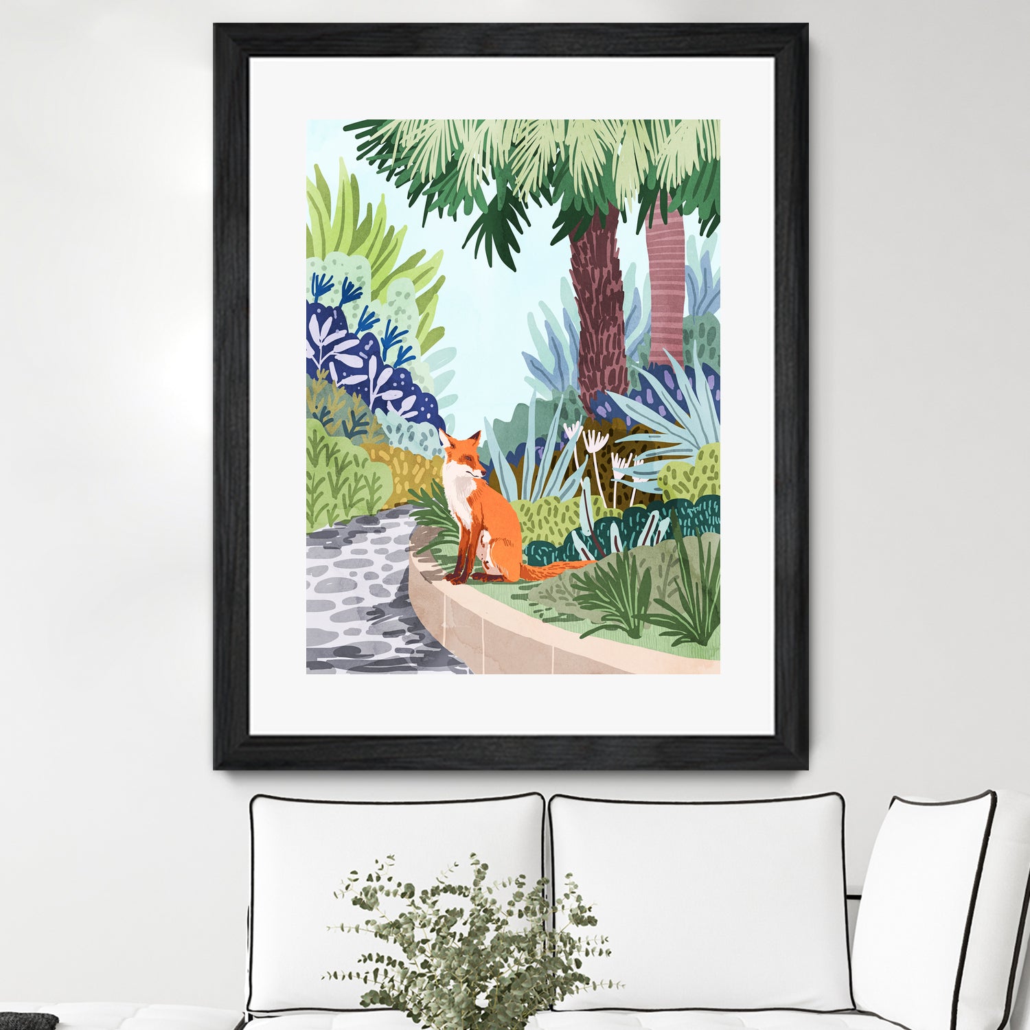 Fox in The Garden | Animals Wildlife Botanical Nature by Uma Gokhale on GIANT ART - orange digital painting