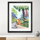 Fox in The Garden | Animals Wildlife Botanical Nature by Uma Gokhale on GIANT ART - orange digital painting