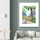 Fox in The Garden | Animals Wildlife Botanical Nature by Uma Gokhale on GIANT ART - orange digital painting