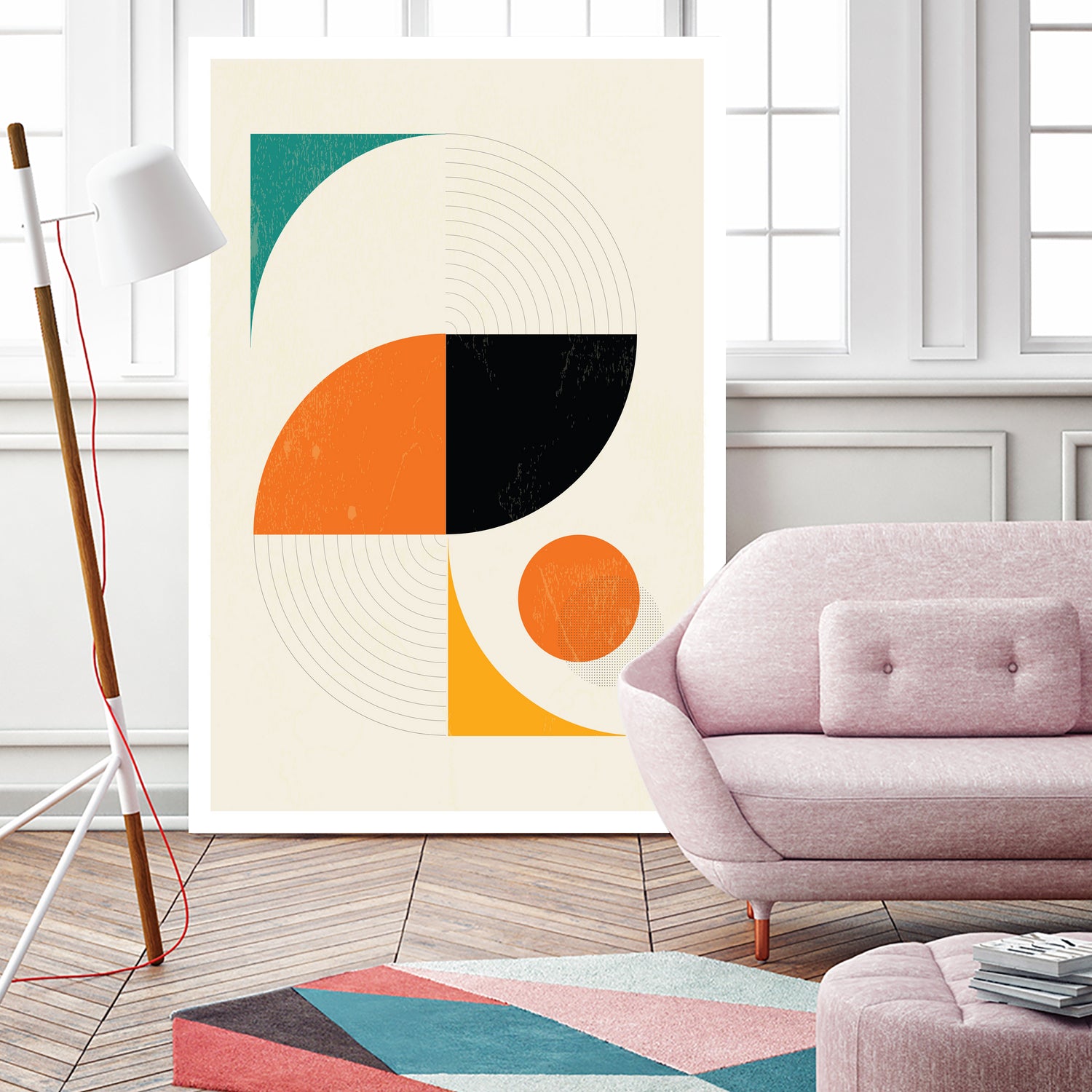 Mid Century Modern Abstract Pop, Retro Style by Studio North on GIANT ART - orange digital drawing