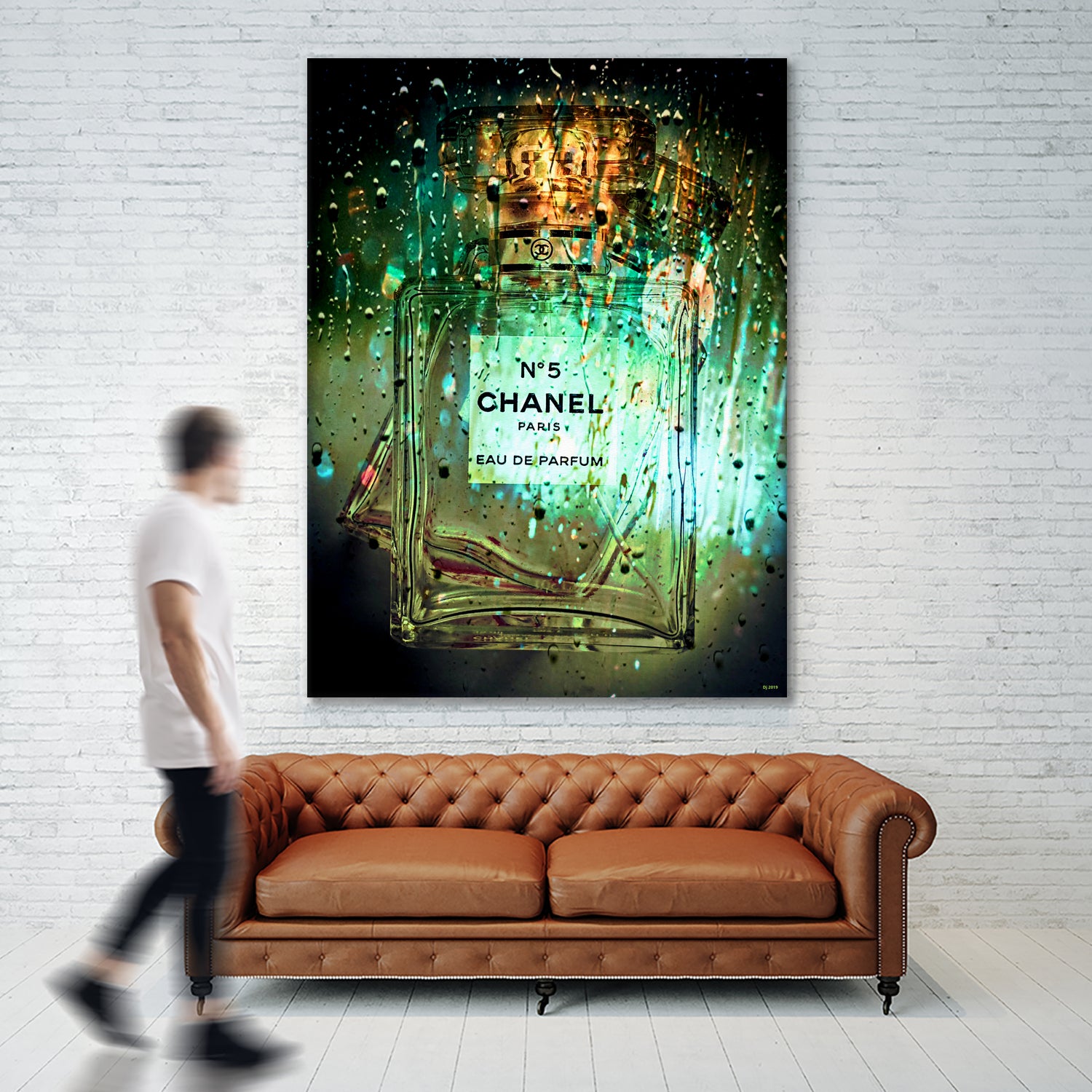 No 5 Water Drops by Daniel Janda on GIANT ART - green mixed media