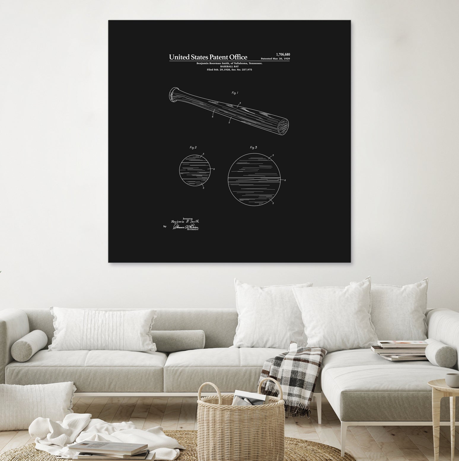 Baseball Bat Patent - Black by Finlay McNevin on GIANT ART - black typography