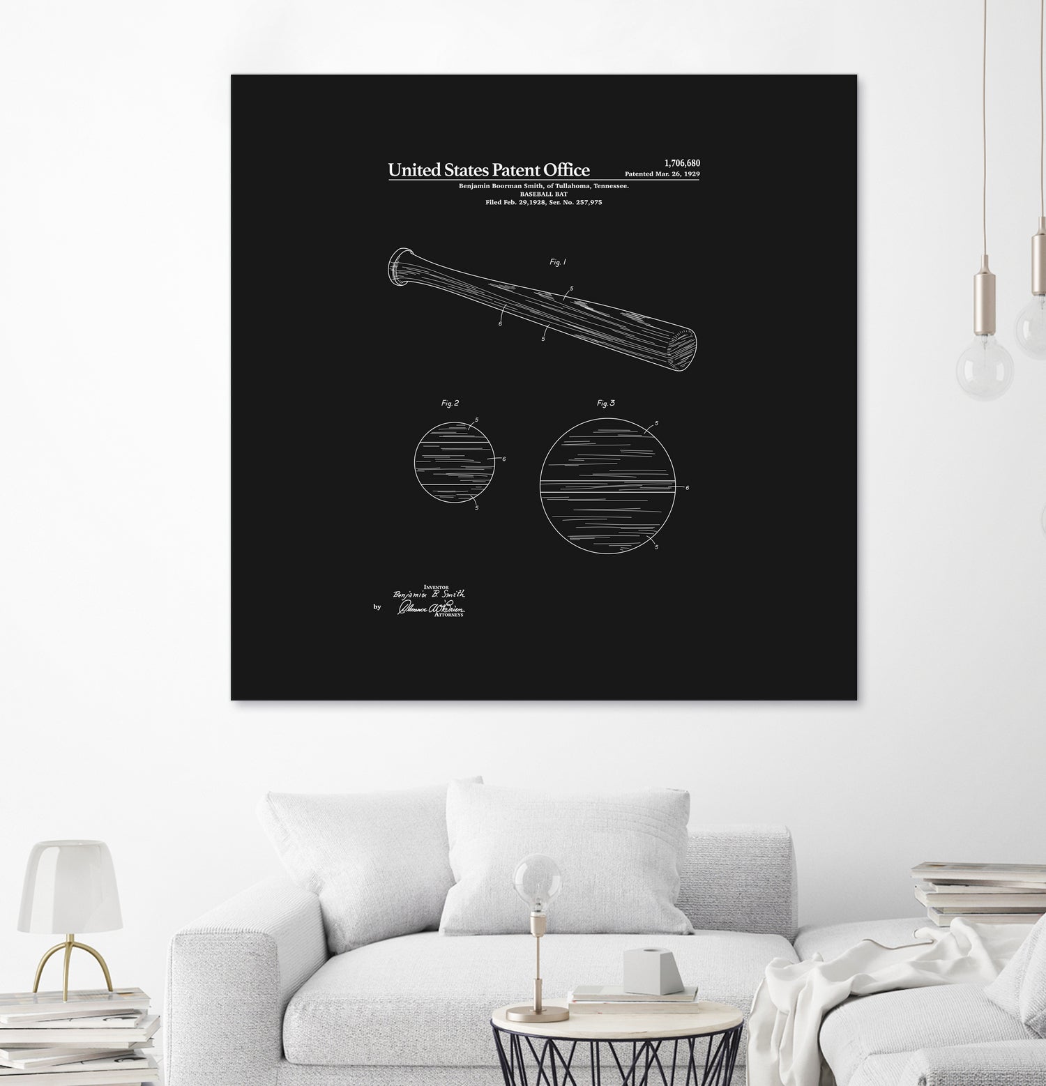 Baseball Bat Patent - Black by Finlay McNevin on GIANT ART - black typography