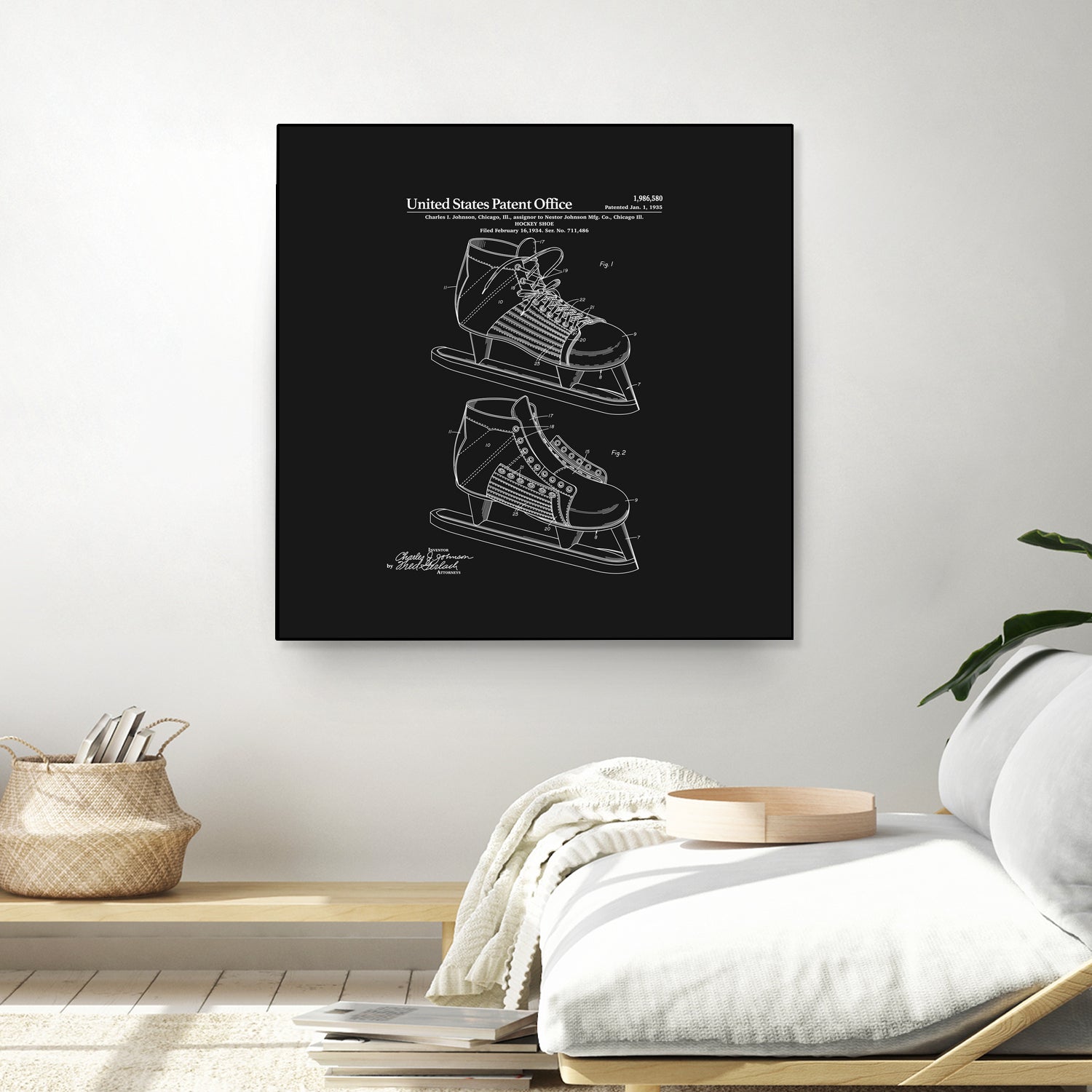 Hockey Skate Patent - Black by Finlay McNevin on GIANT ART - black typography