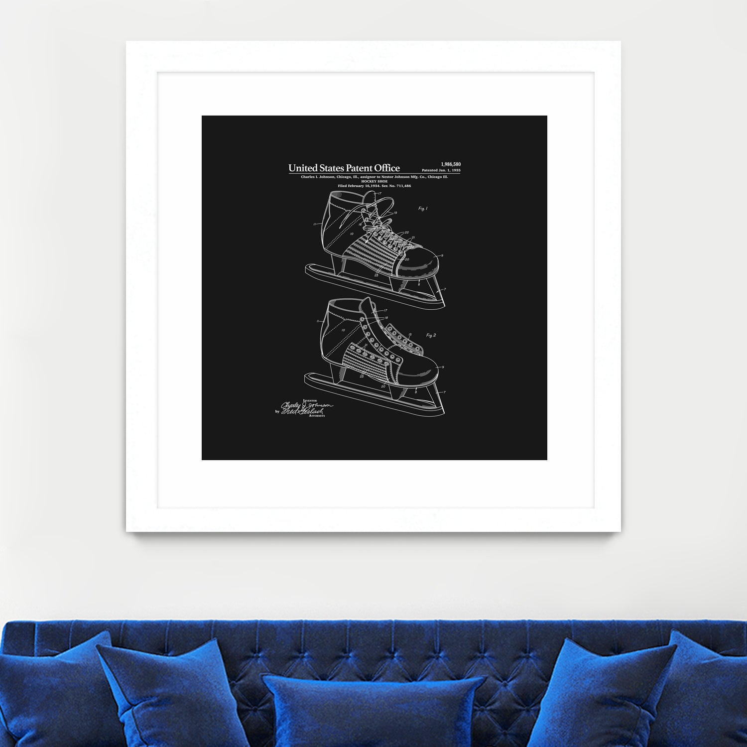 Hockey Skate Patent - Black by Finlay McNevin on GIANT ART - black typography