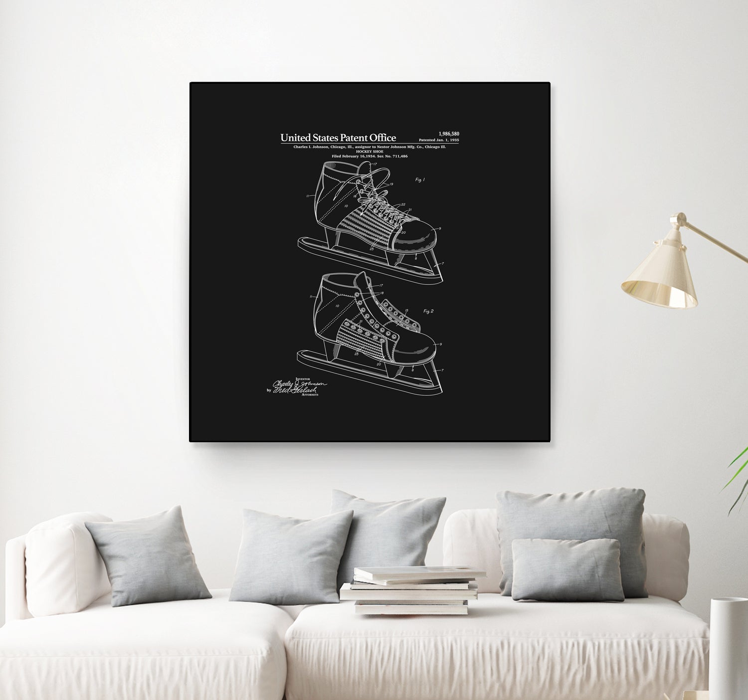 Hockey Skate Patent - Black by Finlay McNevin on GIANT ART - black typography