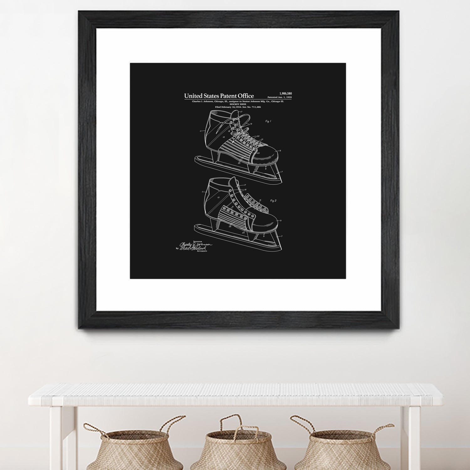 Hockey Skate Patent - Black by Finlay McNevin on GIANT ART - black typography