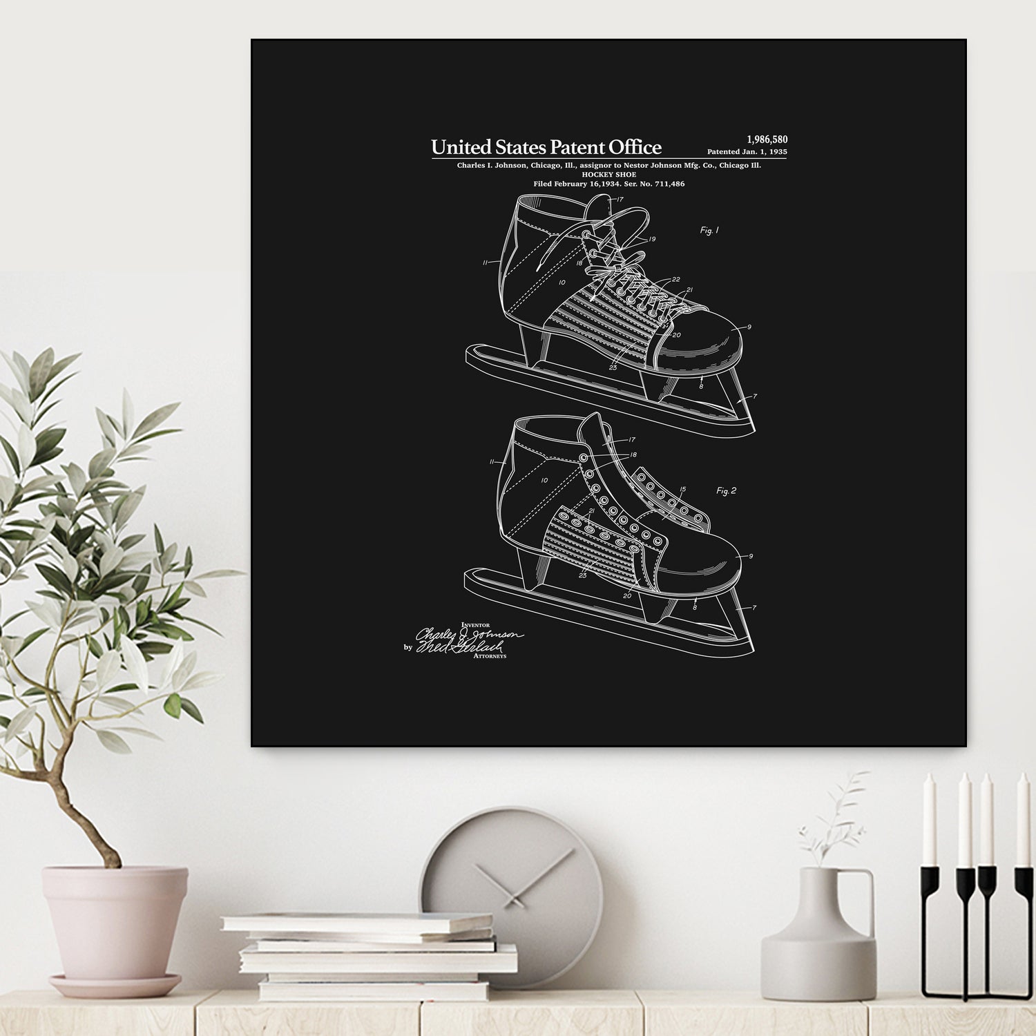 Hockey Skate Patent - Black by Finlay McNevin on GIANT ART - black typography