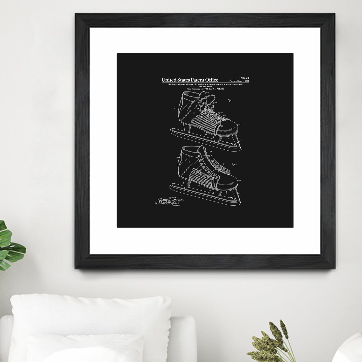 Hockey Skate Patent - Black by Finlay McNevin on GIANT ART - black typography