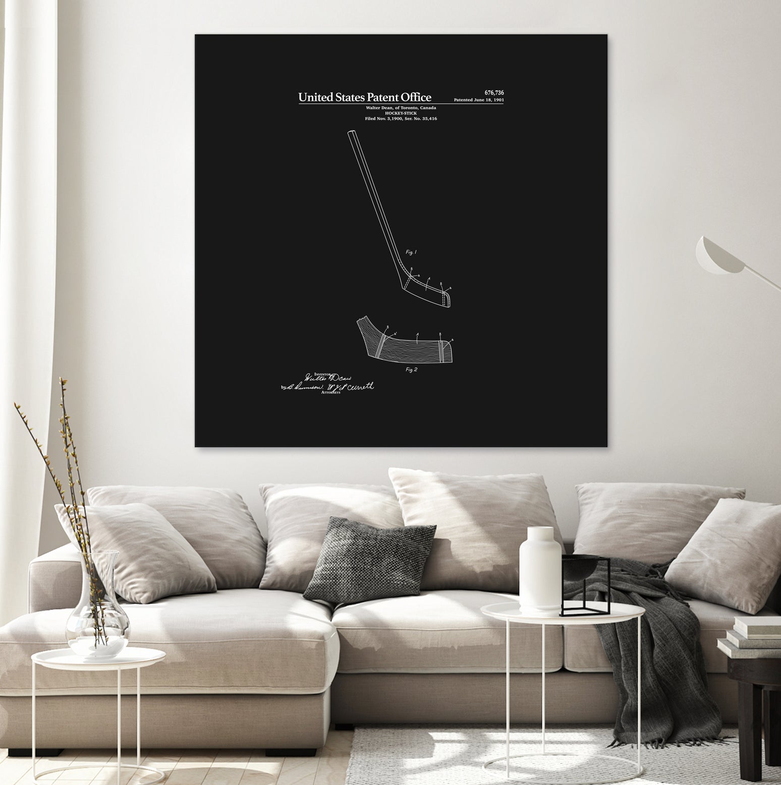 Hockey Stick Patent - Black by Finlay McNevin on GIANT ART - black typography