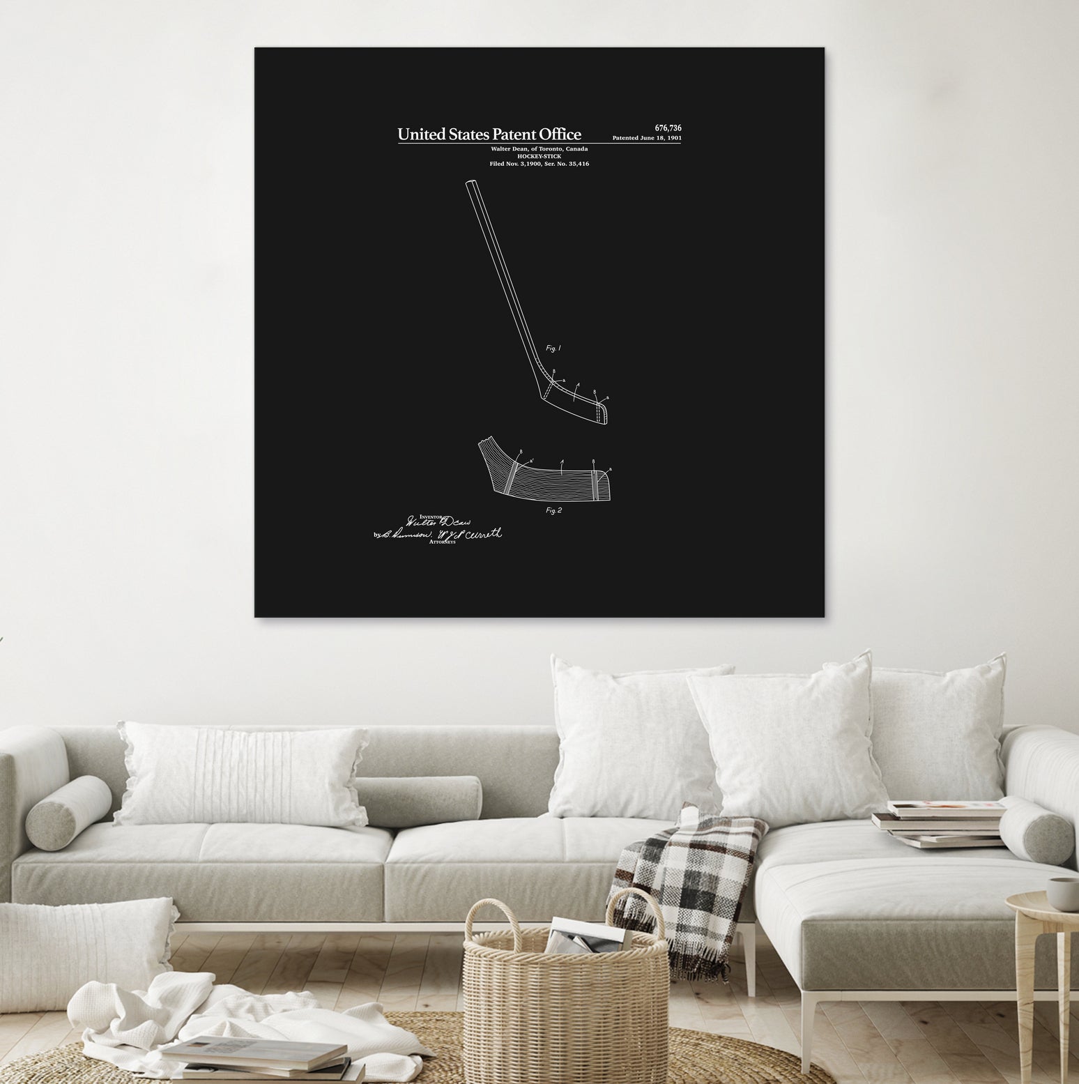 Hockey Stick Patent - Black by Finlay McNevin on GIANT ART - black typography