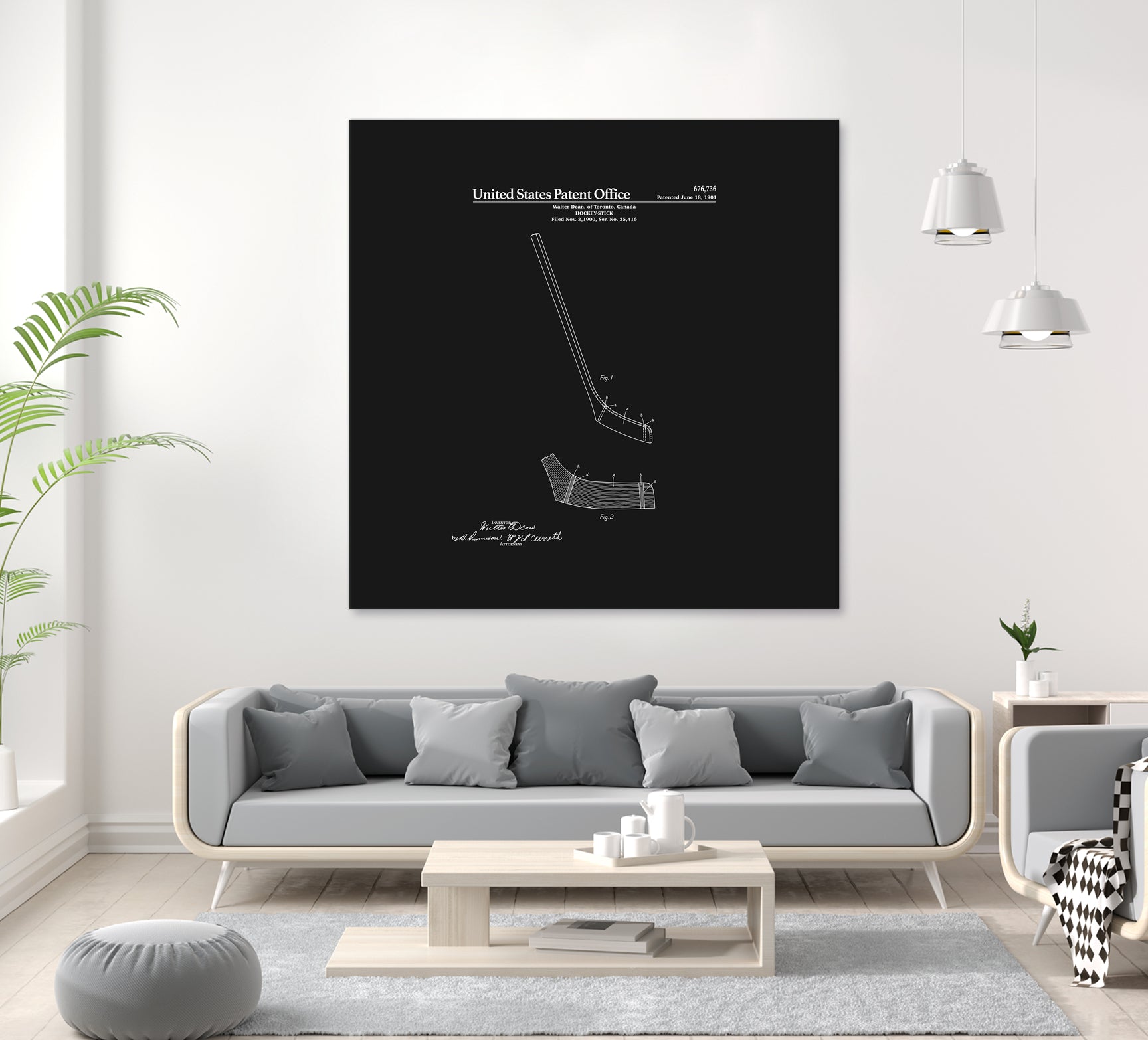 Hockey Stick Patent - Black by Finlay McNevin on GIANT ART - black typography