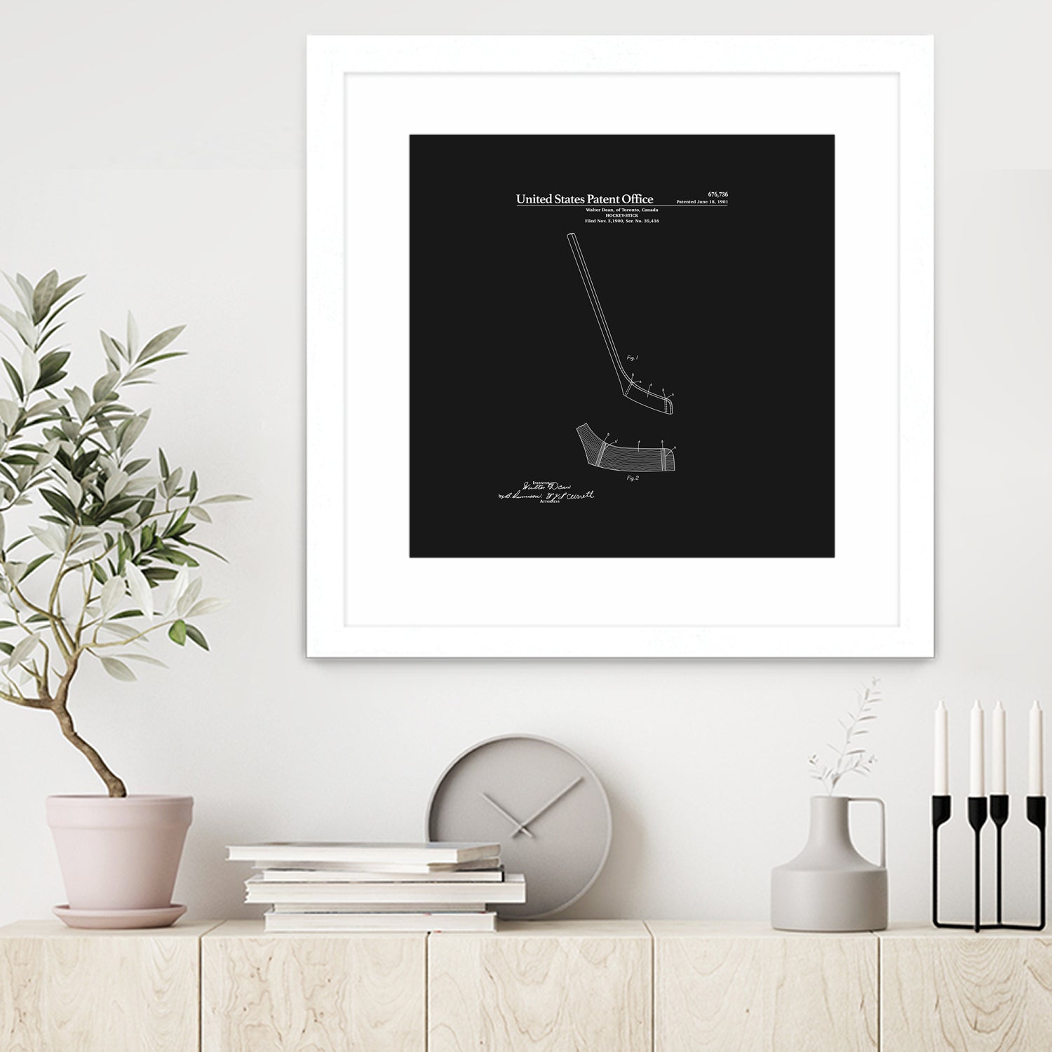 Hockey Stick Patent - Black by Finlay McNevin on GIANT ART - black typography