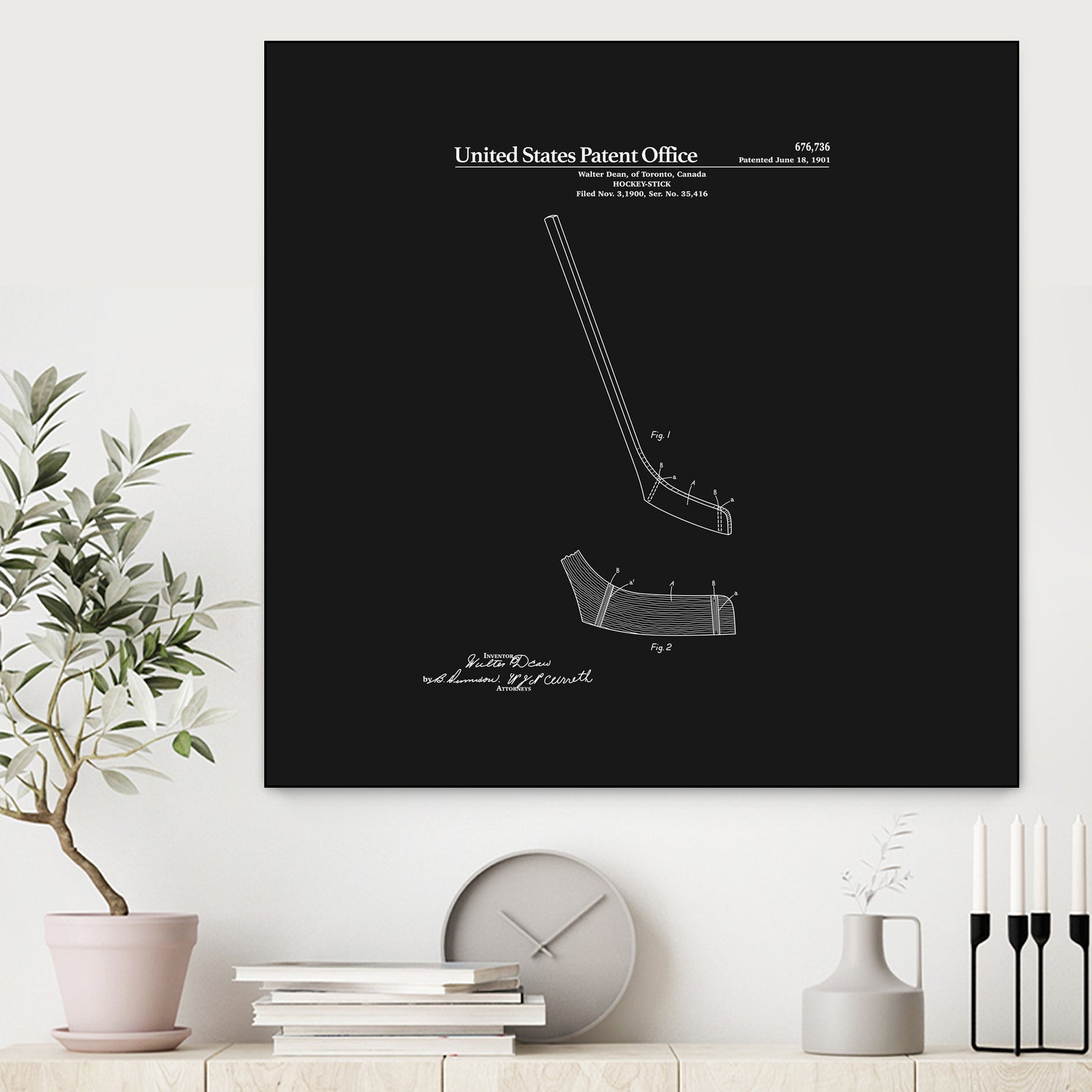 Hockey Stick Patent - Black by Finlay McNevin on GIANT ART - black typography