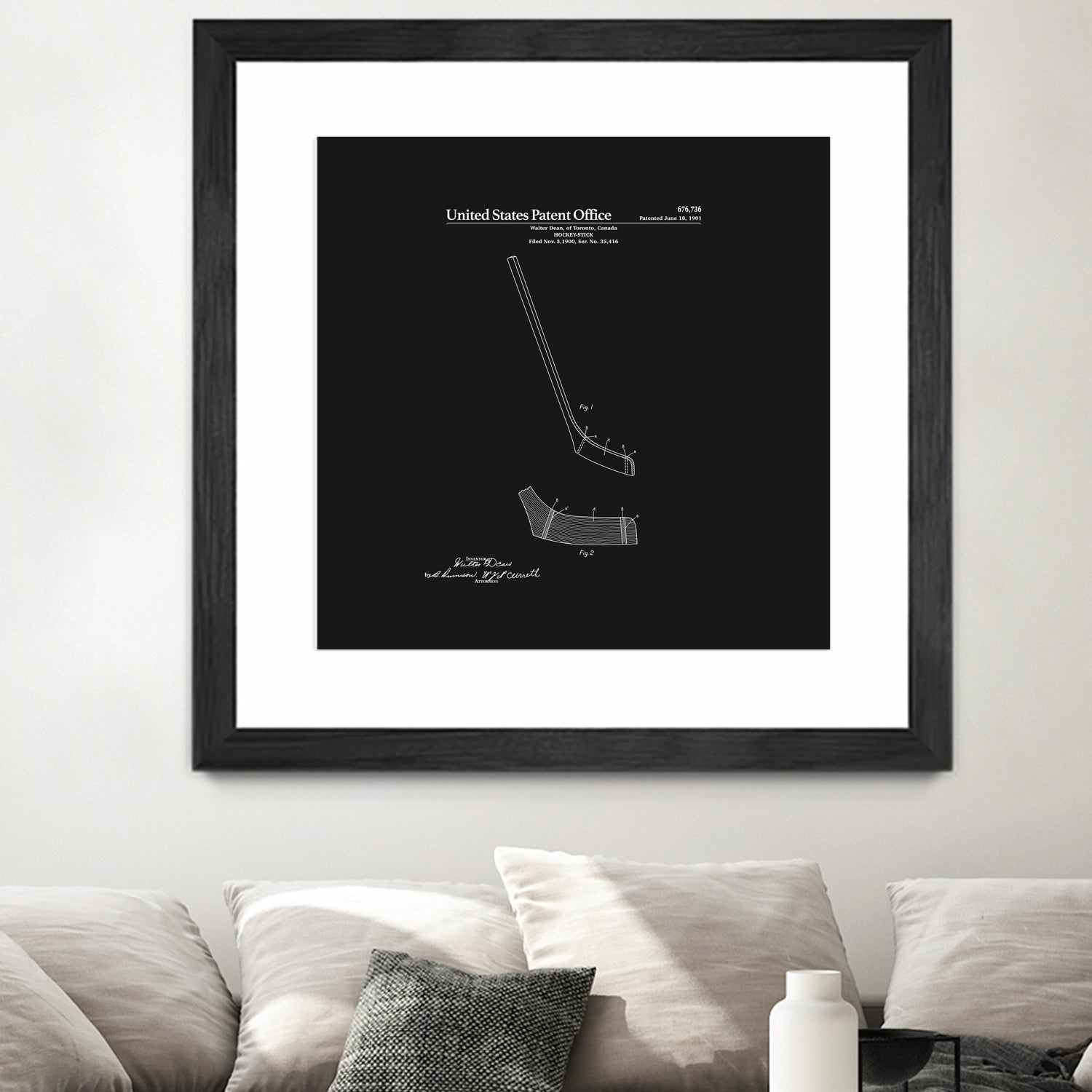 Hockey Stick Patent - Black by Finlay McNevin on GIANT ART - black typography