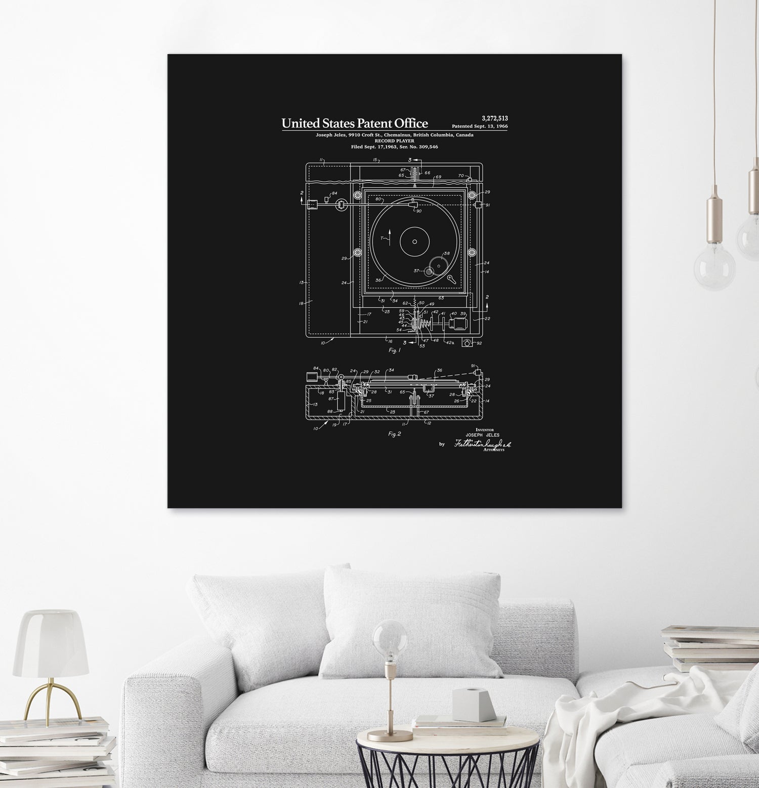 Record Player Patent - Black by Finlay McNevin on GIANT ART - black typography