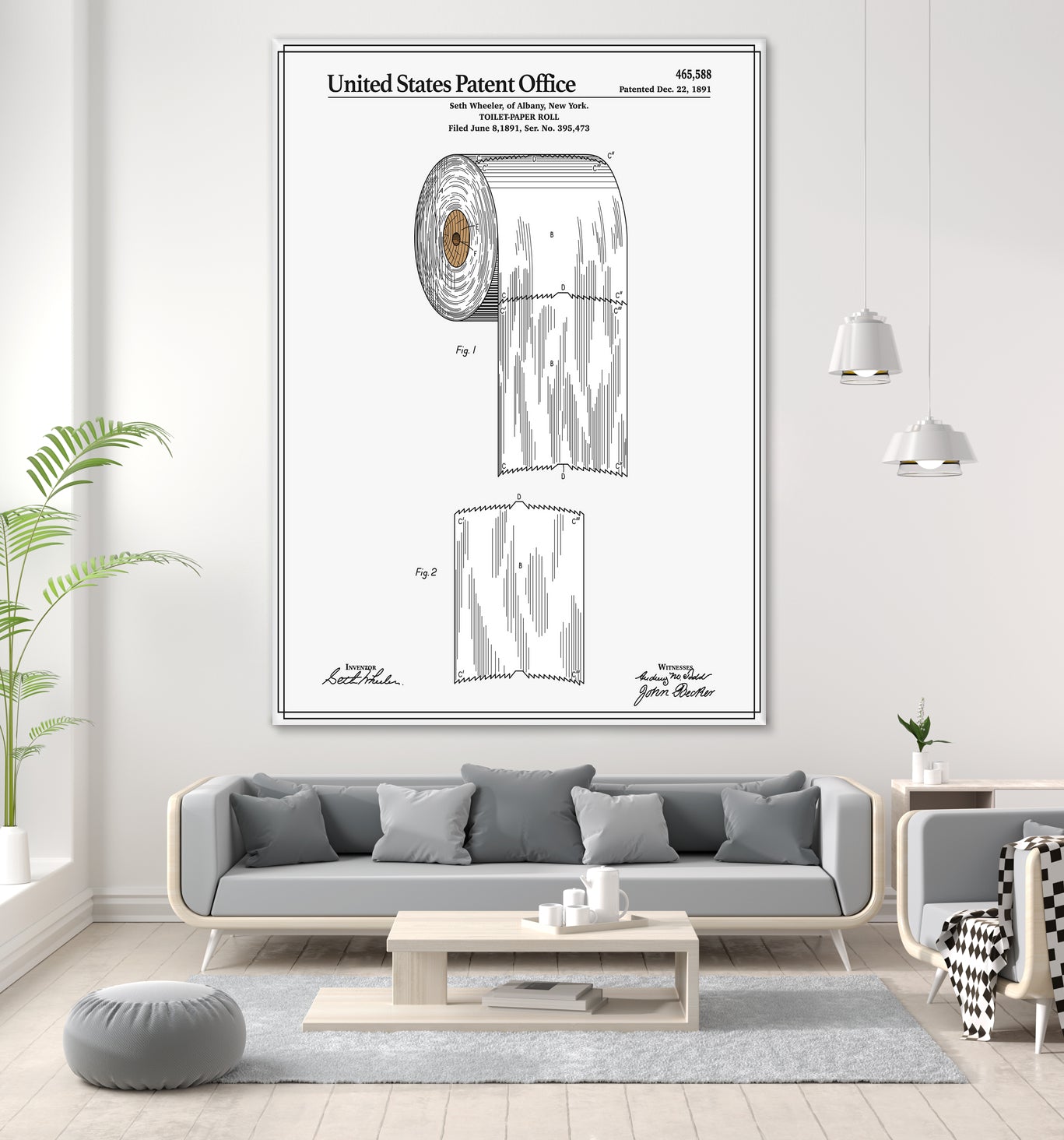 Toilet Paper Roll Patent by Finlay McNevin on GIANT ART - white typography