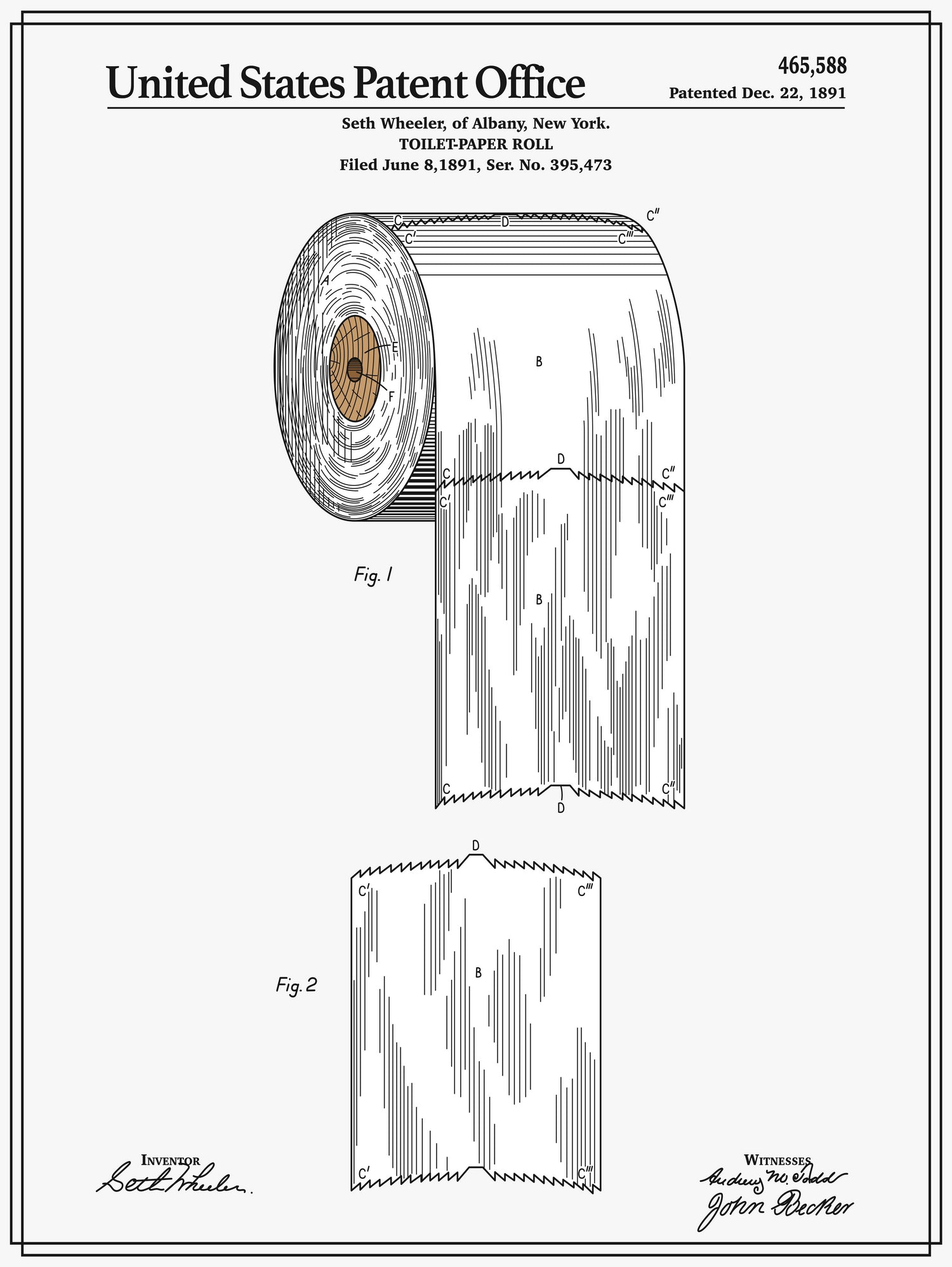 Toilet Paper Roll Patent by Finlay McNevin on GIANT ART - white typography