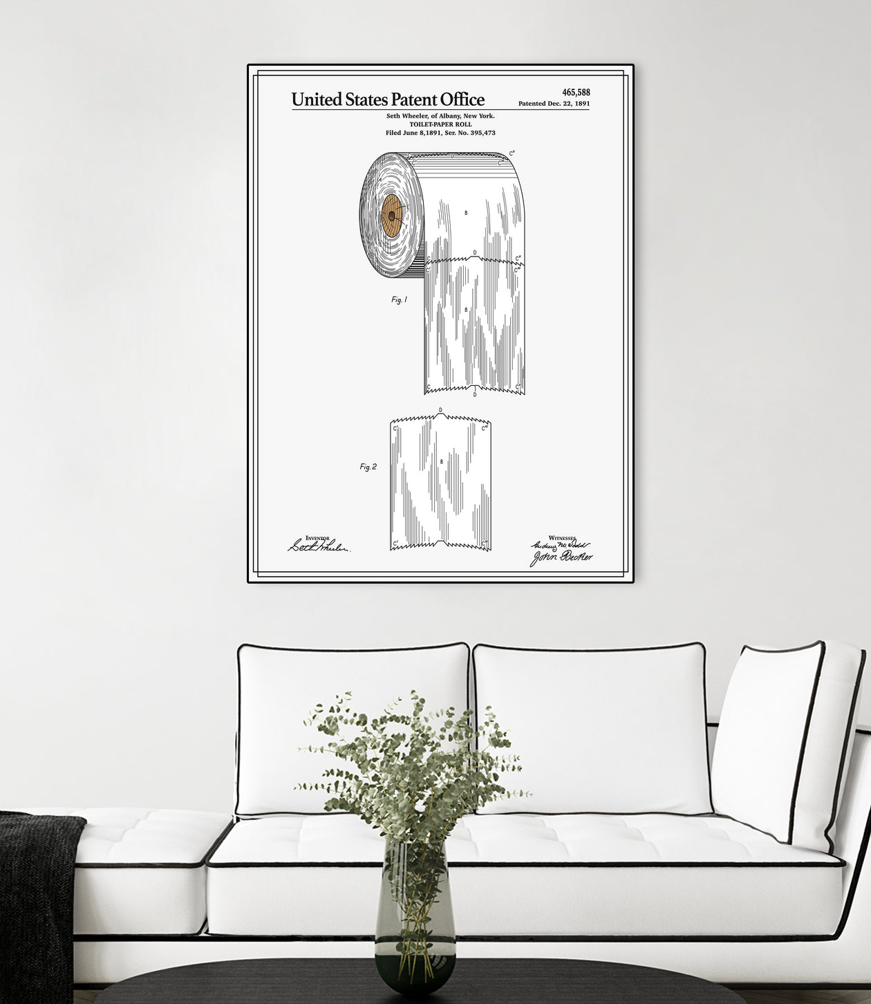 Toilet Paper Roll Patent by Finlay McNevin on GIANT ART - white typography