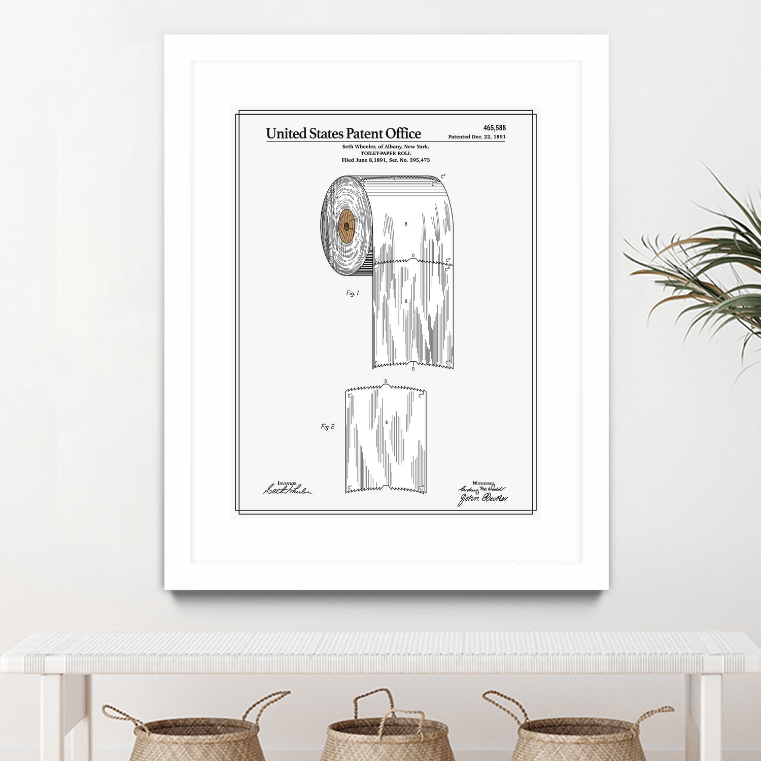 Toilet Paper Roll Patent by Finlay McNevin on GIANT ART - white typography