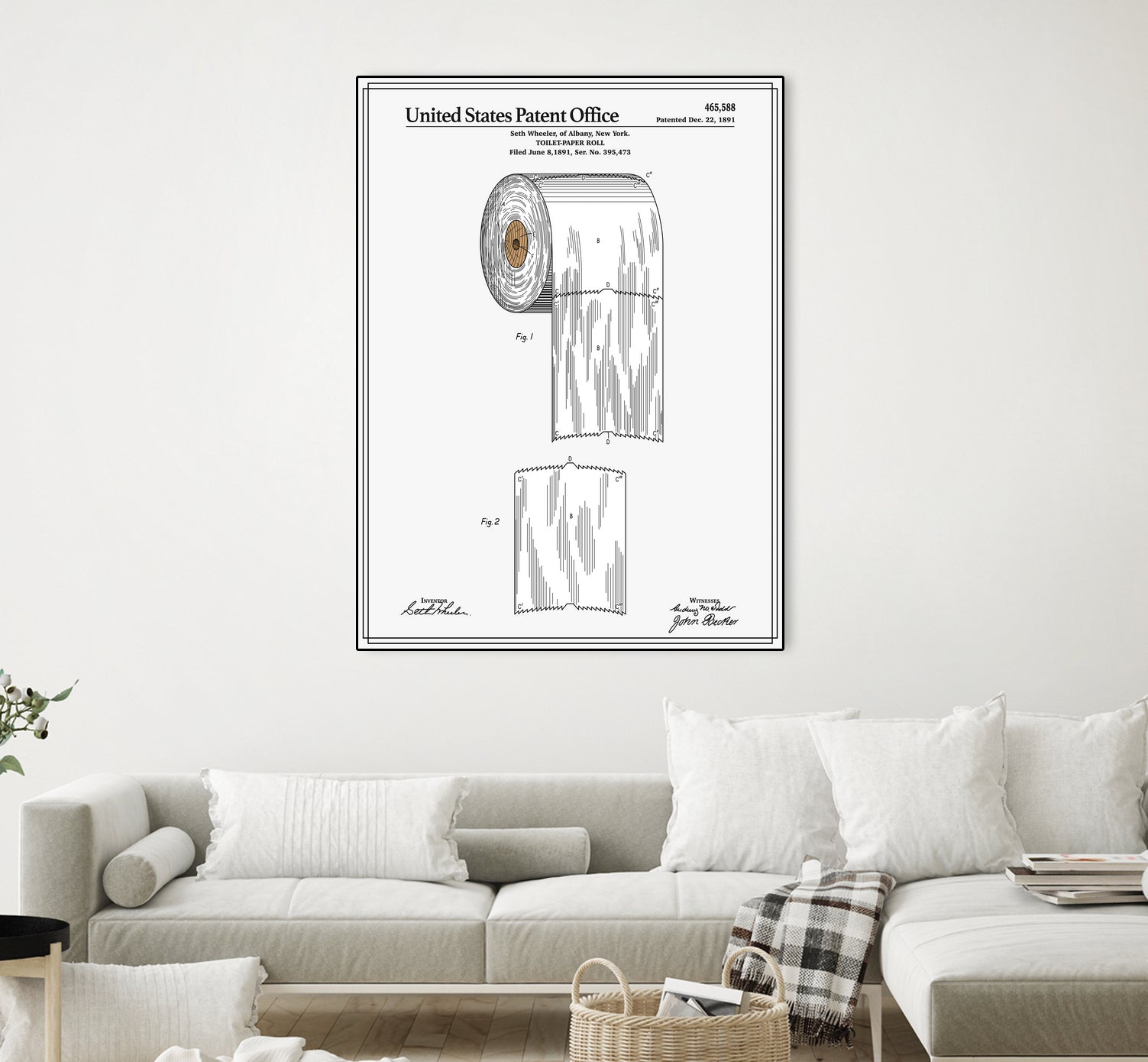 Toilet Paper Roll Patent by Finlay McNevin on GIANT ART - white typography