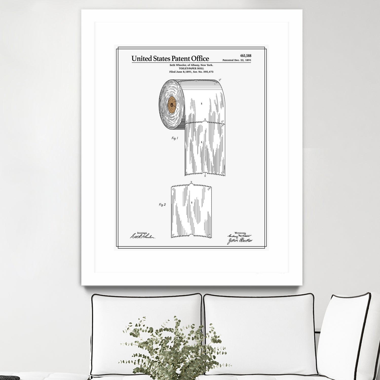 Toilet Paper Roll Patent by Finlay McNevin on GIANT ART - white typography