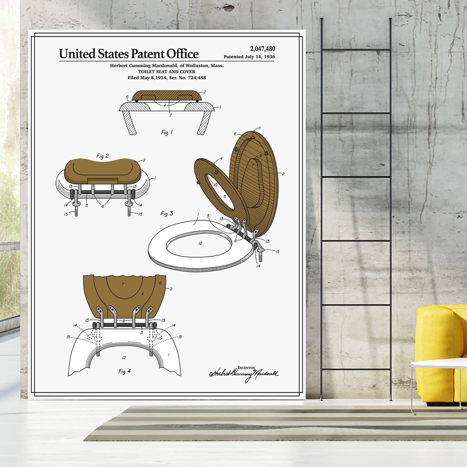 Toilet Seat and Cover Patent by Finlay McNevin on GIANT ART - white typography