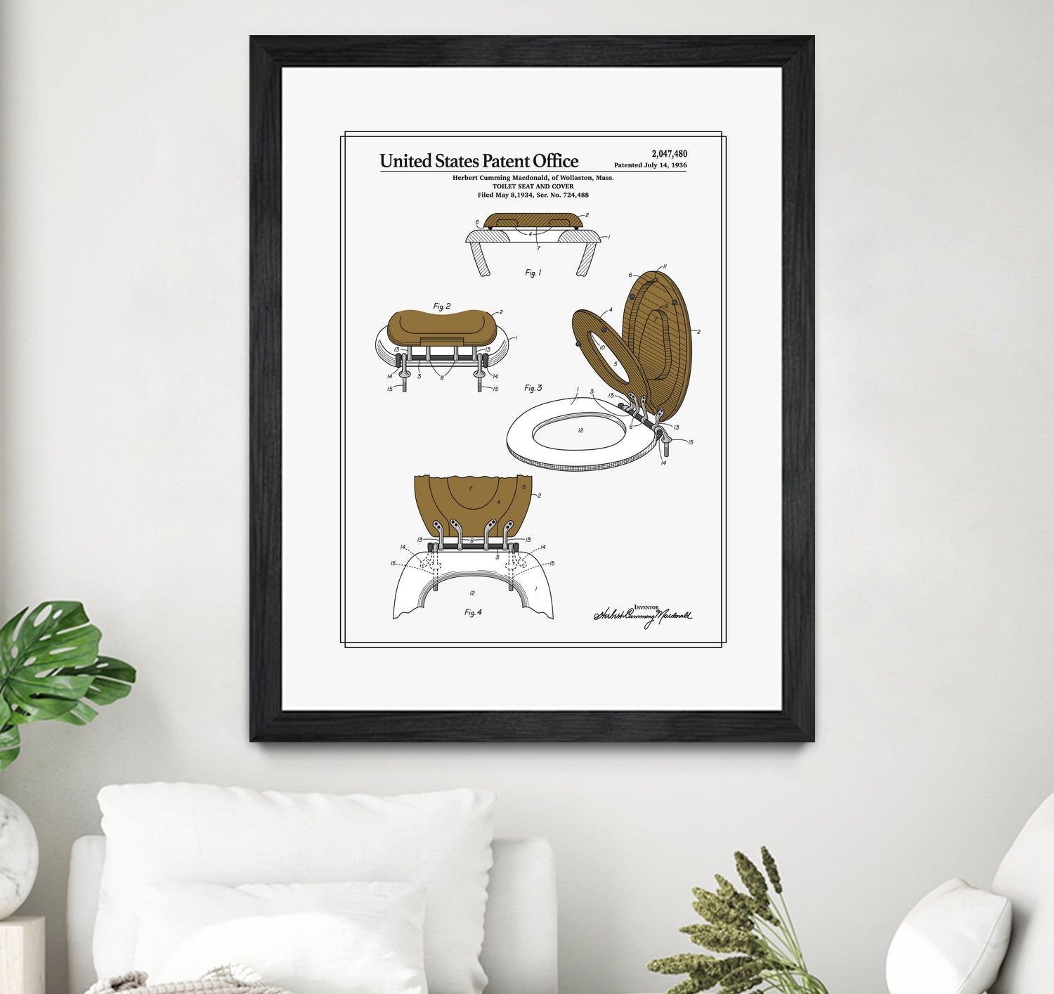 Toilet Seat and Cover Patent by Finlay McNevin on GIANT ART - white typography